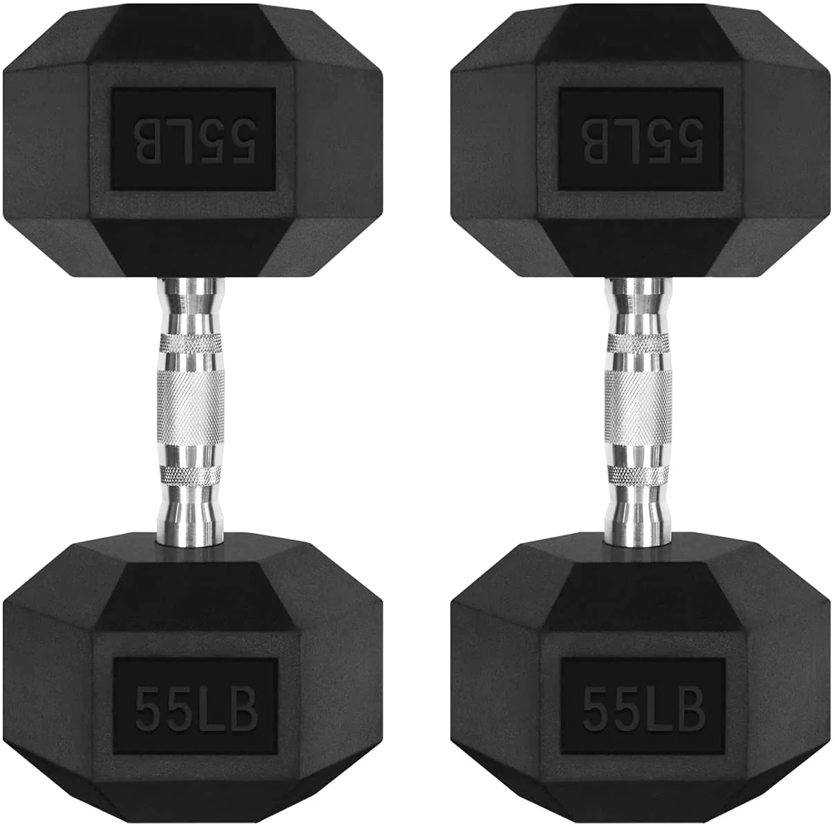 RitFit Rubber Hex Dumbbell Weight 5-60 Lbs. with Metal Handle for Strength Training, Full Body Functional Workouts - Womvr