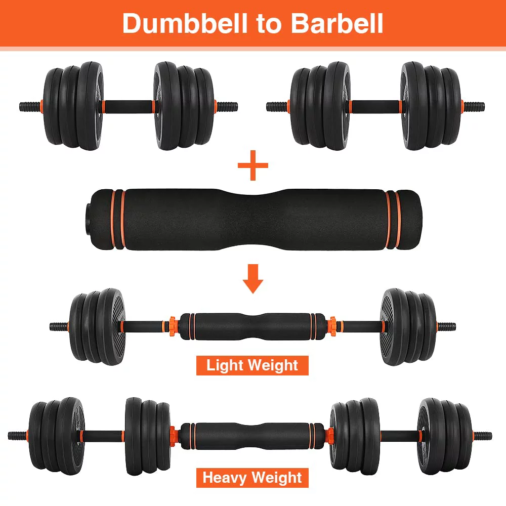 55lb Adjustable Weights Dumbbell Set, Portable Interchangeable Dumbbell, Barbell, and Kettlebell Set - Womvr