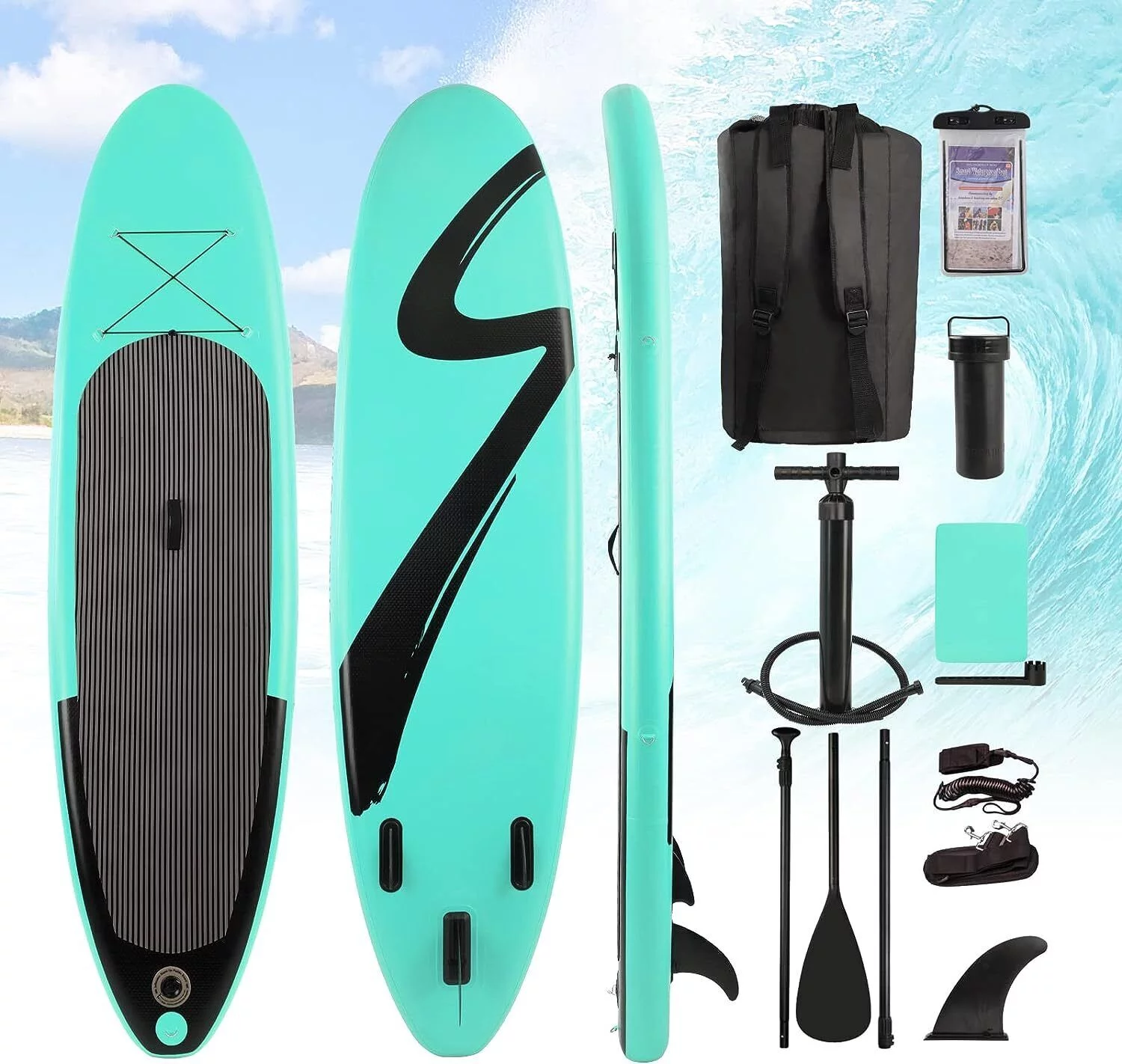 streakboard Inflatable Paddle Board Stand Up Paddle Board SUP with Complete Kit Non-Slip Deck - Womvr