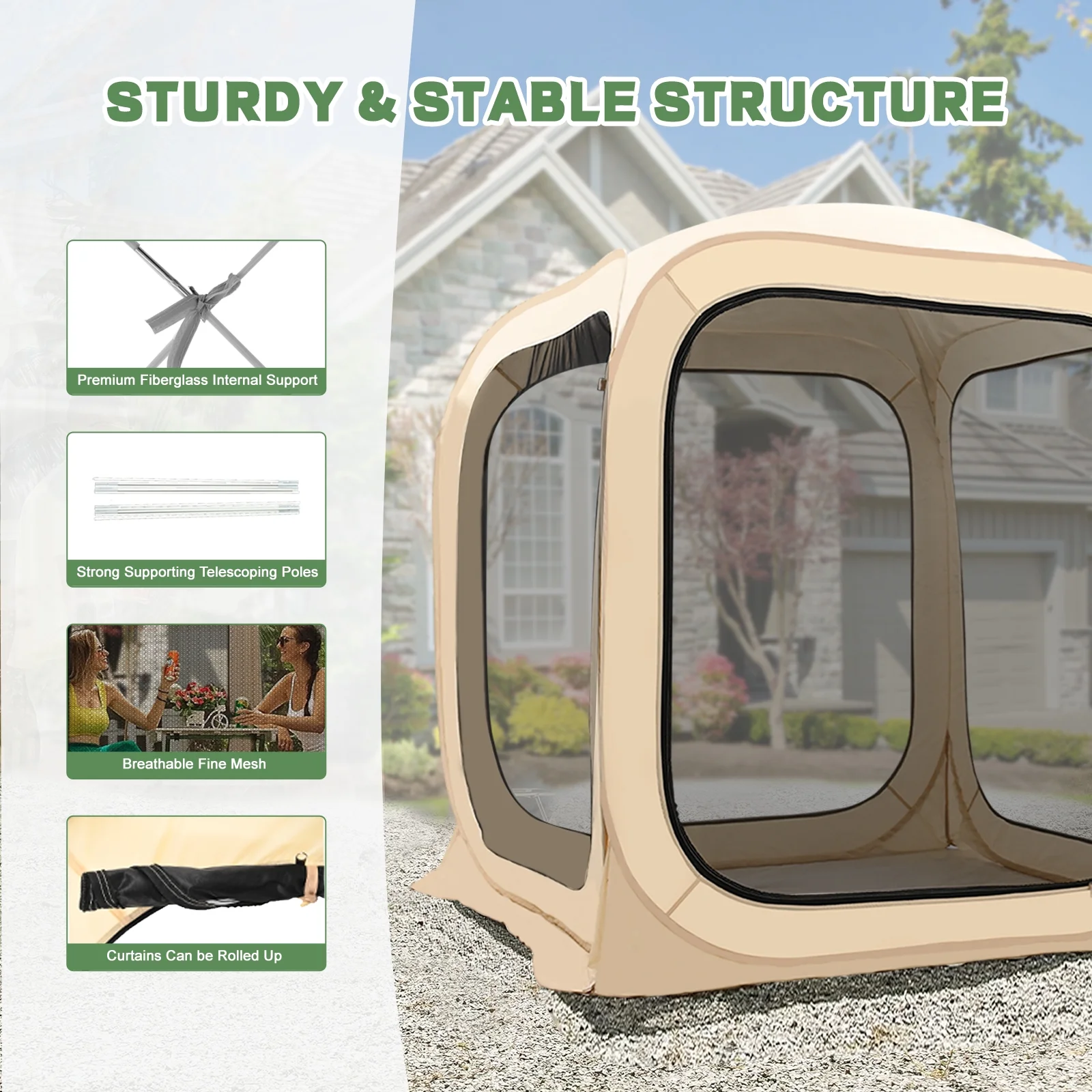 NAIZEA Instant Pop-Up Sports Mesh Tent, Outdoor Screen House Tent - Womvr