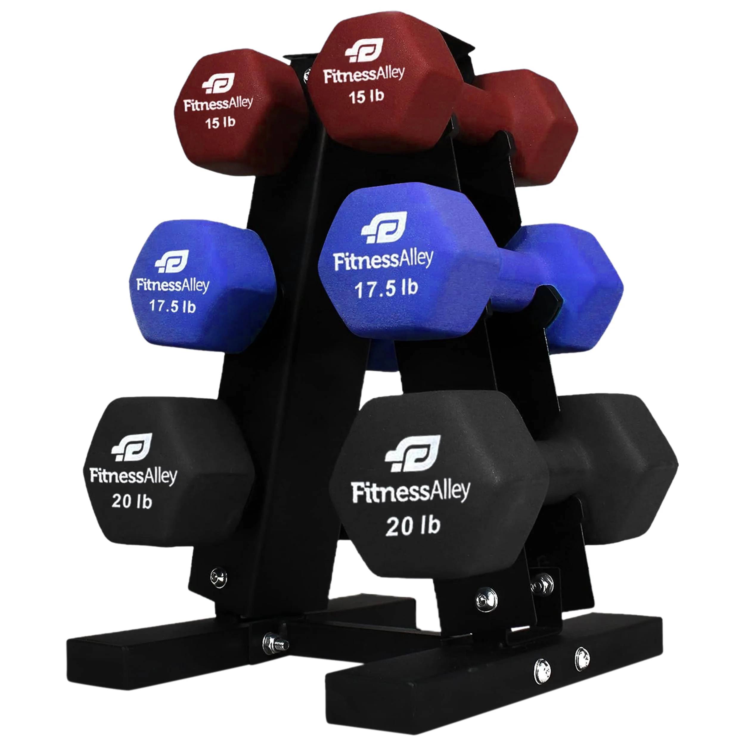 Fitness Alley Neoprene Workout Dumbbells - Non Slip, Anti Roll Exercise & Fitness Dumbbells Combo - Hex Shaped Hand weights for Men & Women(2, 4, 6, 8, & 10lb Dumbbells) - Womvr