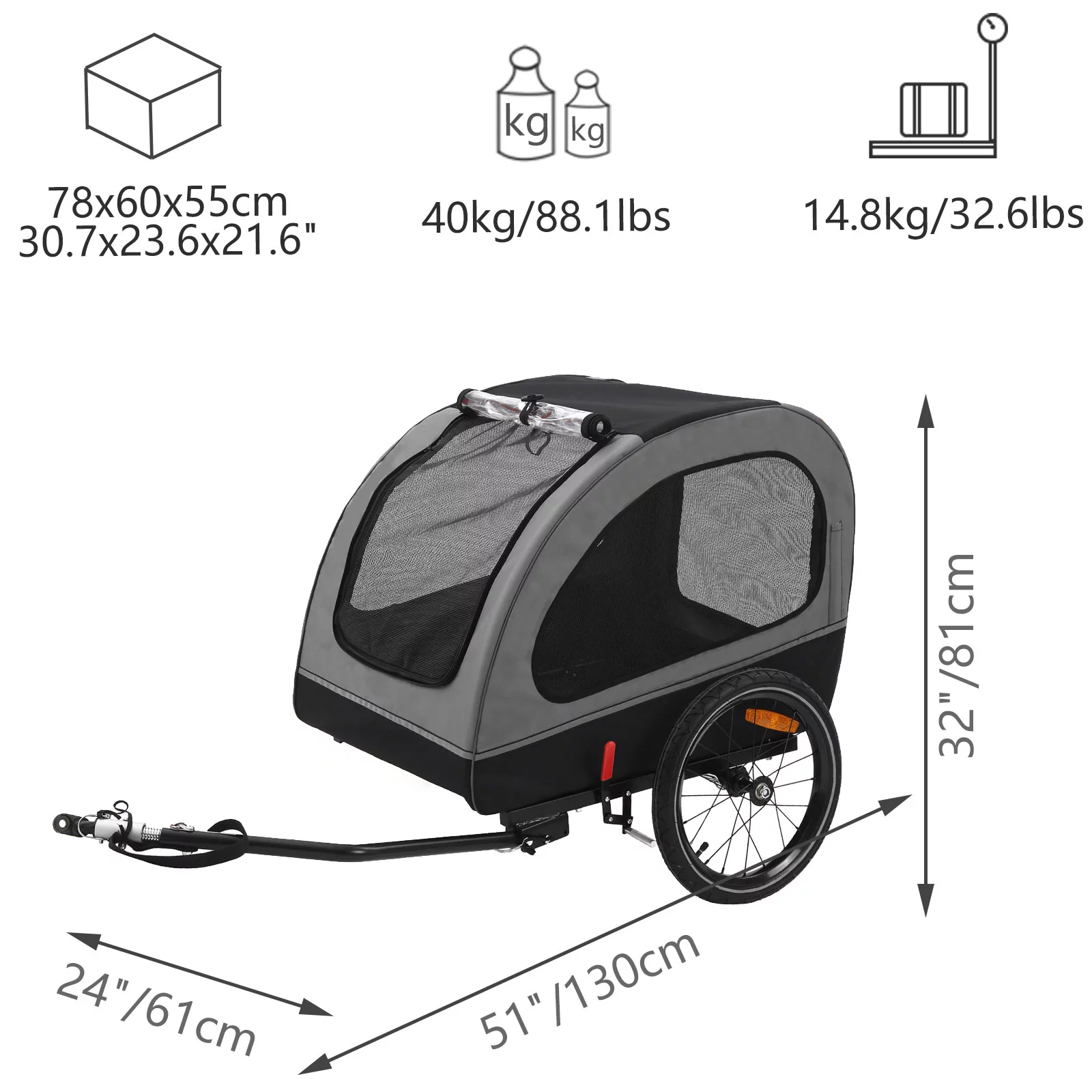 MOJAY Foldable Dog Bike Trailer with Rear Entrance for Small and Medium Pets Under 88 lbs, Outdoor Bike Trailer, Green - Womvr