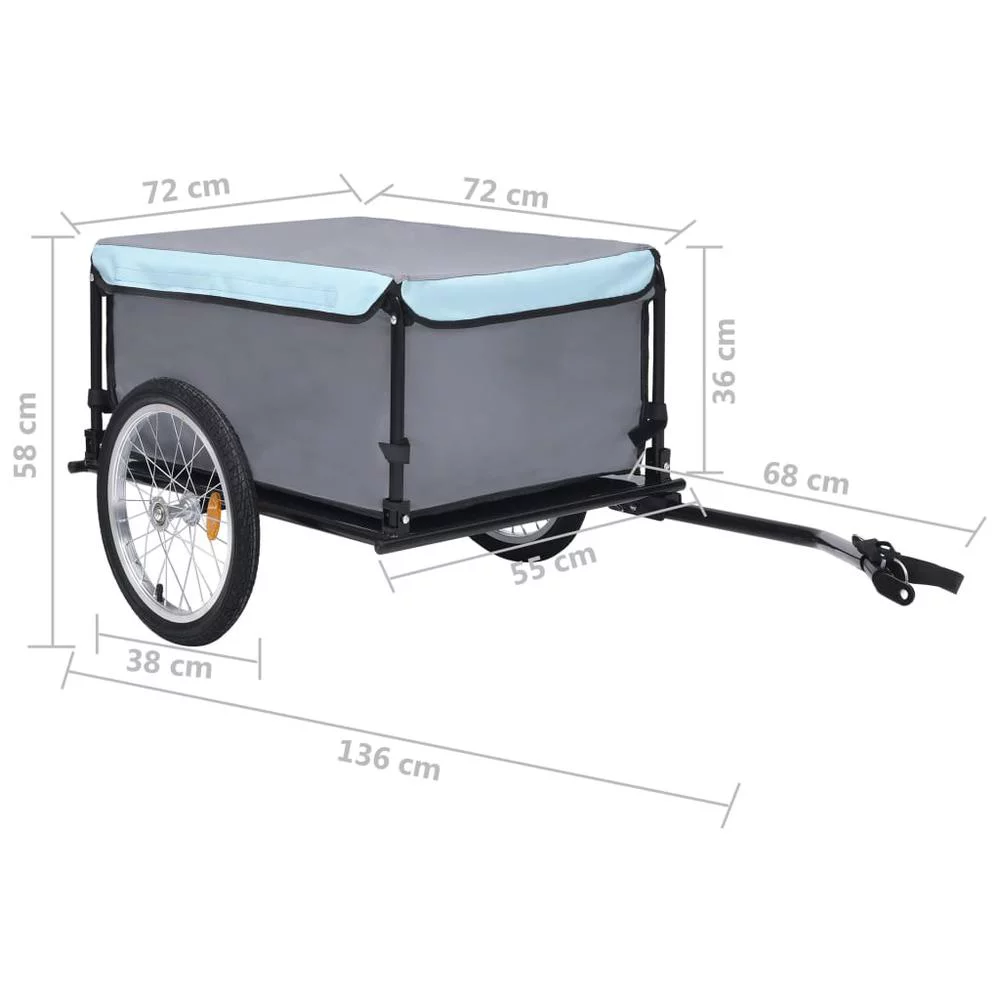 vidaXL Bike Cargo Trailer Black and Blue 143.3 lb 2589 - Womvr