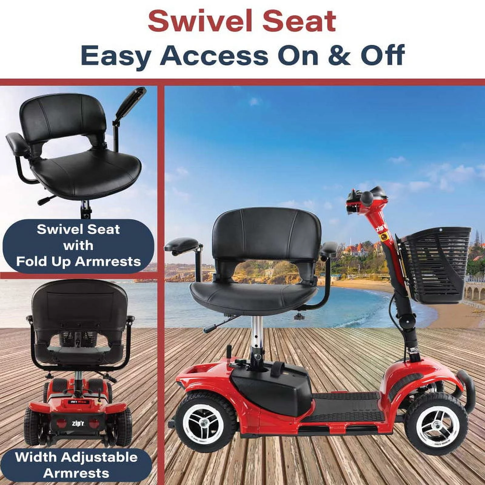 Zipr Roo 4 Wheel Mobility Scooter - For Seniors, Adults, Handicapped - Womvr