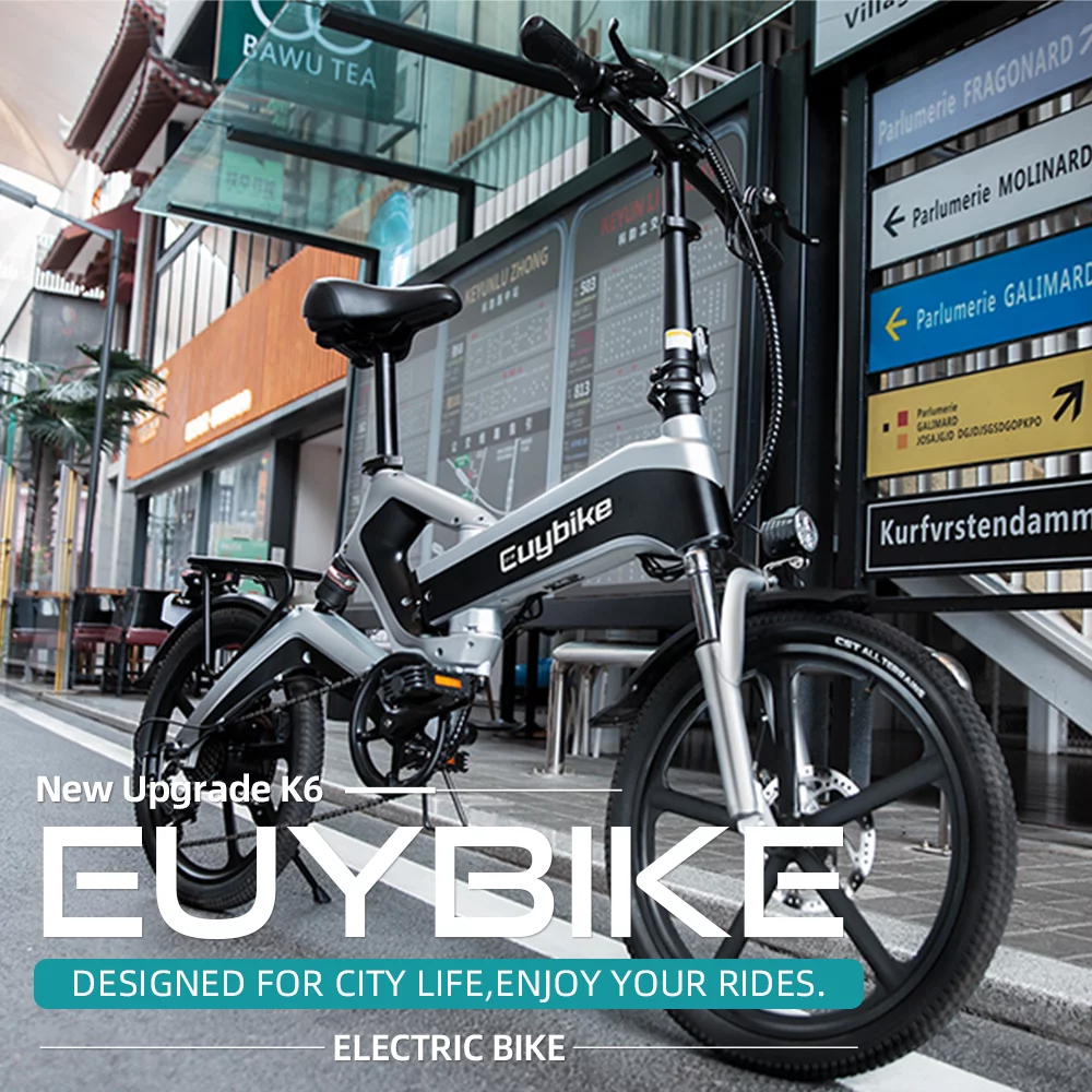 EUY Folding Electric Bike For Adults,500W 48V 12.8AH LG Cells Battery,20''Electric City Road Ebike,Black - Womvr