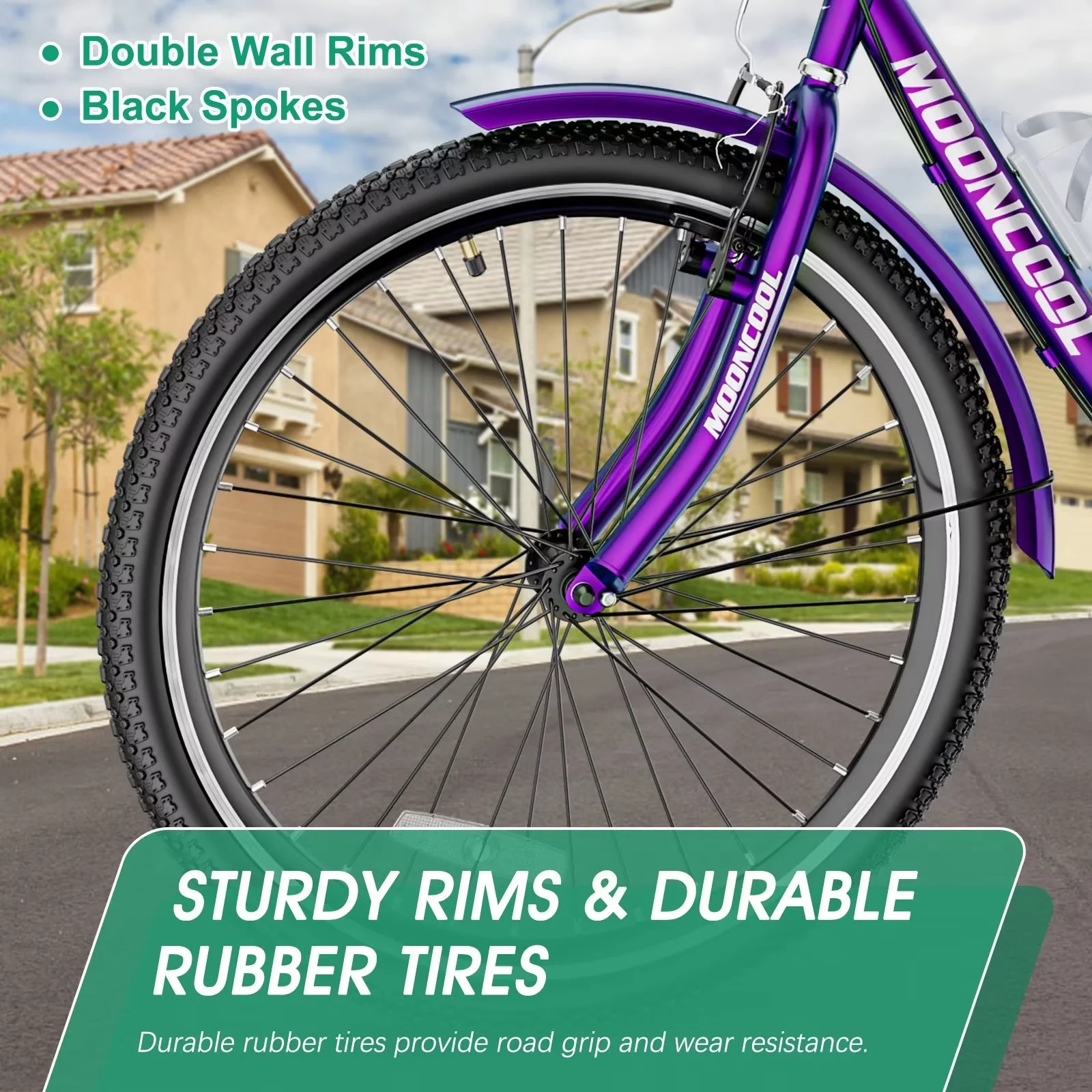 MOPHOTO Adult Tricycle for Seniors (Cyan, 26inch /7-Speed), Low Frame Three Wheel Bikes with Large Basket & Bell, 3 Wheel Cargo Bicycle, Safe and Durable Trike - Womvr