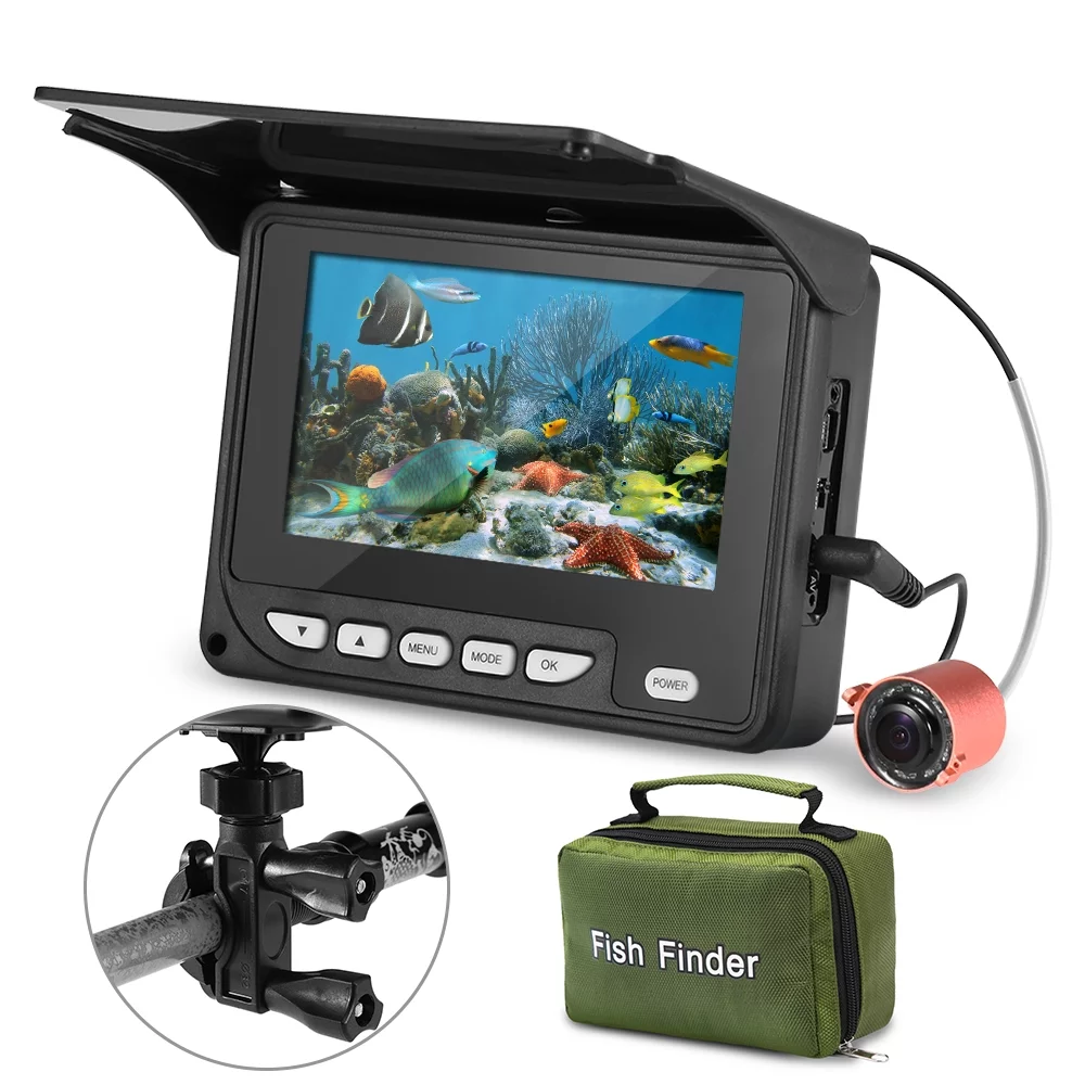moobody 4.3 Inch Portable Underwater Fishing Camera Fish Finder Waterproof Night Vision Ice Boat Fishing Camera 20M Cable with Carry Bag - Womvr