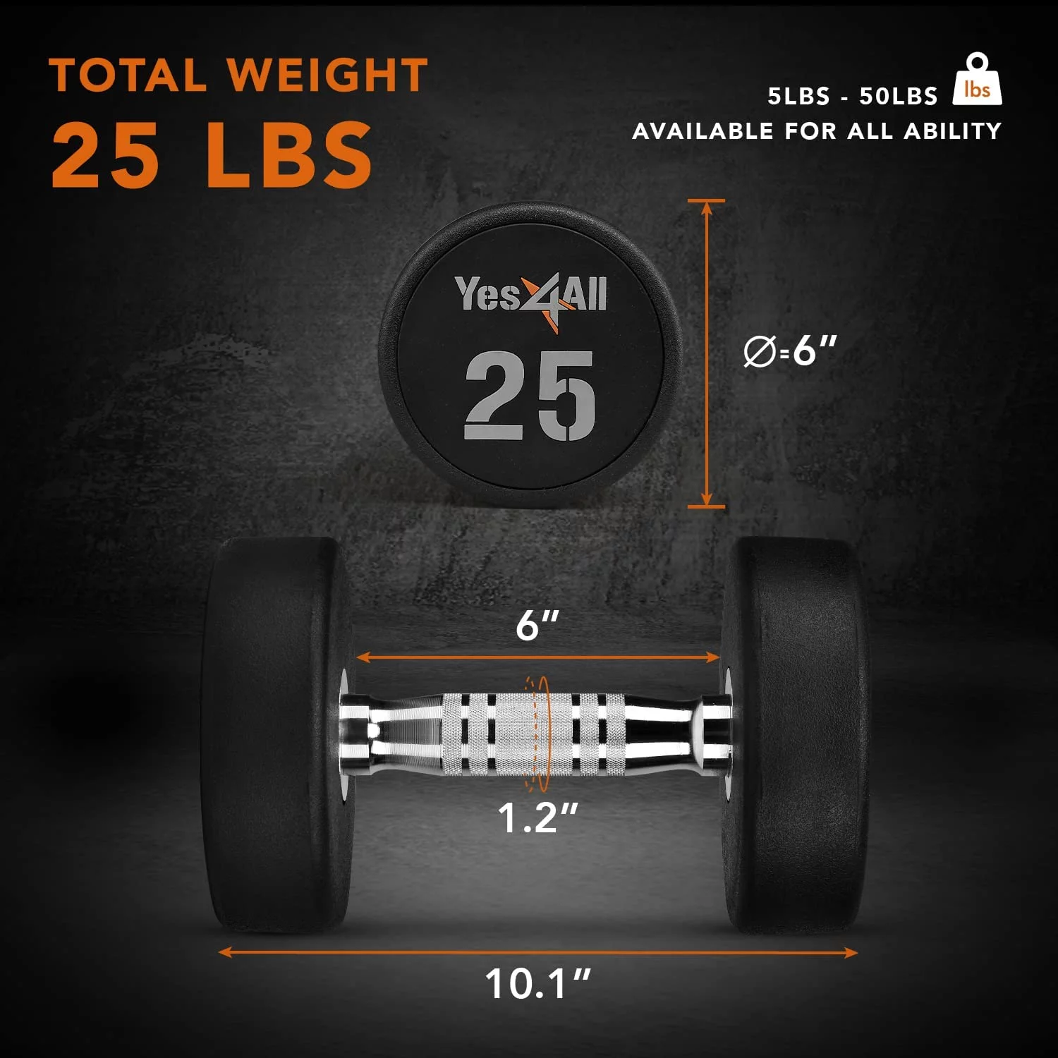 Yes4All 45 lbs Premium heavy weight Urethane Dumbbell, Single - Womvr