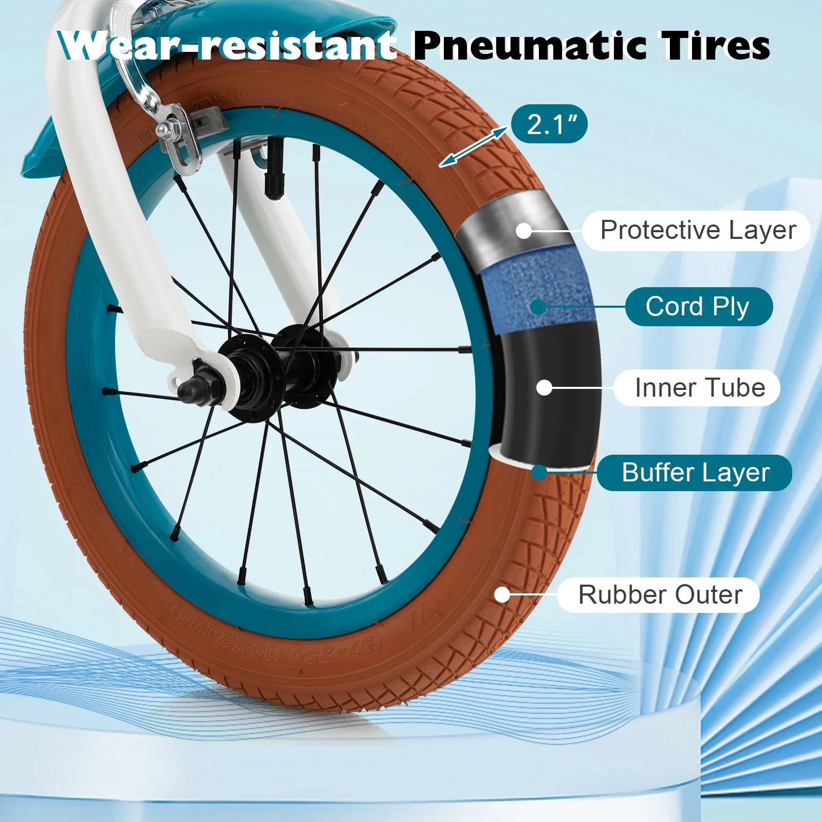 Costway 14'' Kid's Bike with Removable Training Wheels & Basket for 3-5 Years Old Pink - Womvr