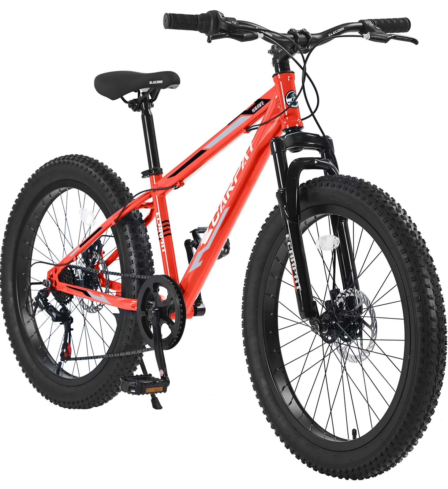 24 inch Mountain Bike with Fat Tires, Kids Bike with Disc Brakes & Suspension - Womvr