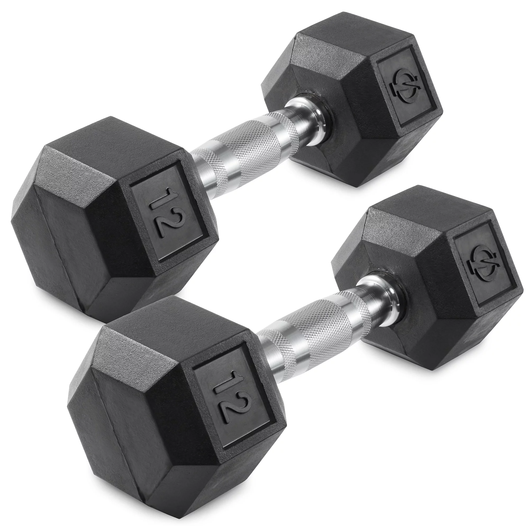 Philosophy Gym Rubber Coated Hex Dumbbell Hand Weights, 45 lb Pair - Womvr