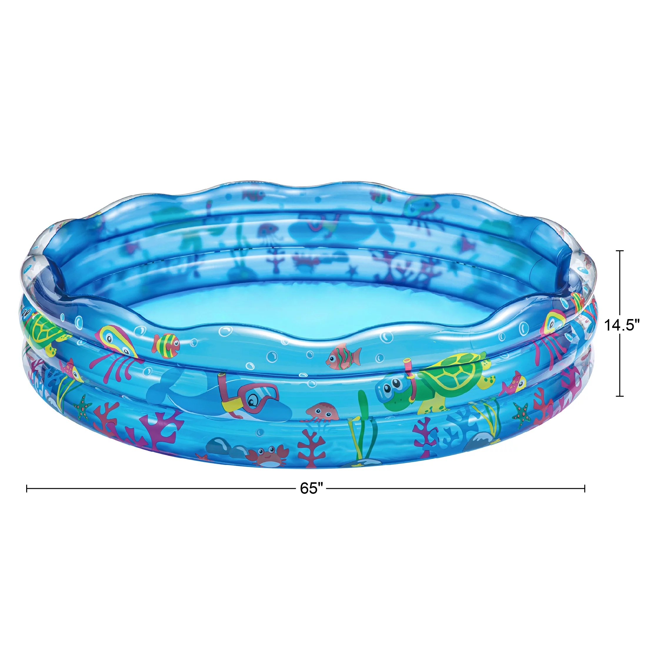 Bluescape Blue Sea Life 3-Ring Inflatable Splash Play Pool for Kids, Age 2 & up, Unisex - Womvr