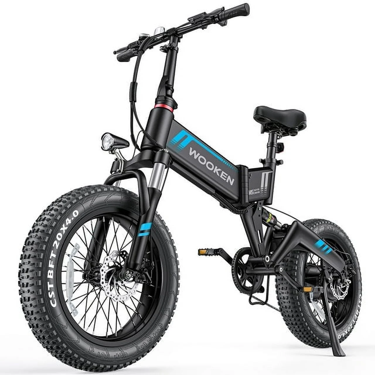 Wooken Electric Bike, 20''X4.0 Fat Tire Electric Bike for Adults, 500W 20MPH Foldable Electric Bicycle with 48V 10Ah Built-in Battery, Shimano 7 Speed Wheels Electric Bike, Dual Shock Absorber - Womvr