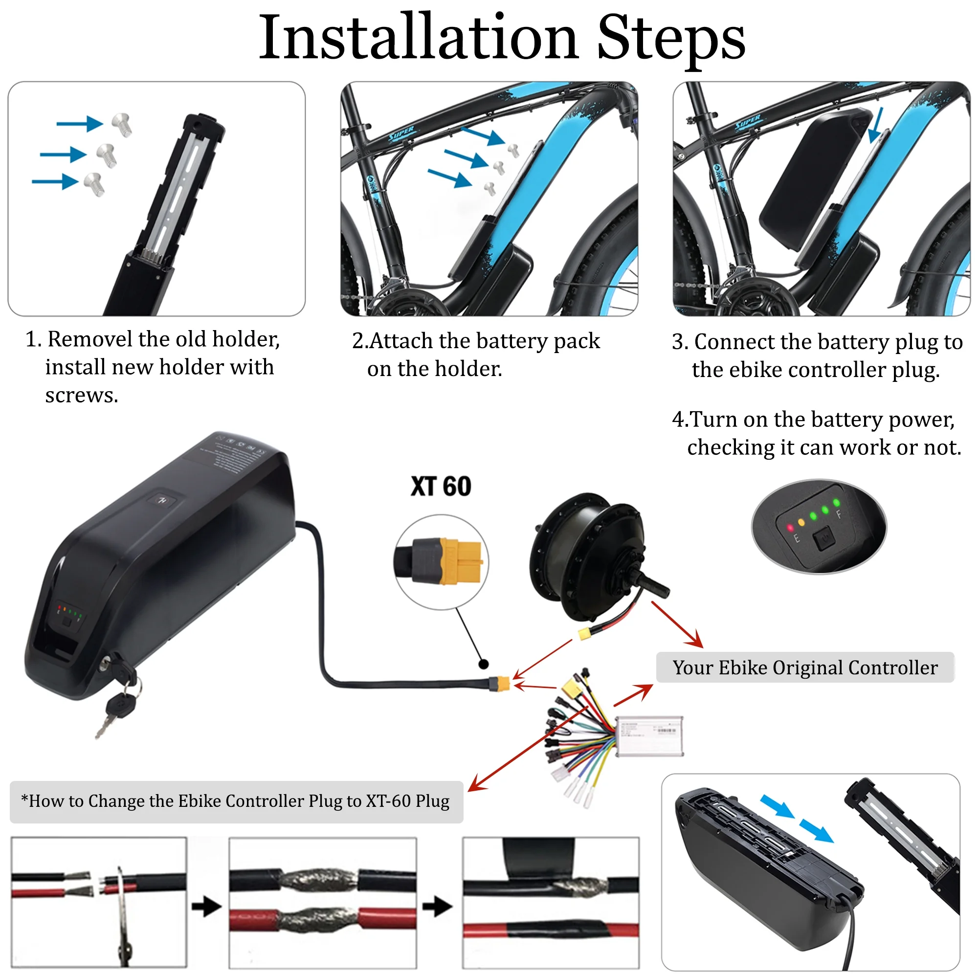 YxYhCool Ebike Battery 48V 10Ah Lithium Battery with Charger 48V Battery for Electric Bike Tricycle - Womvr