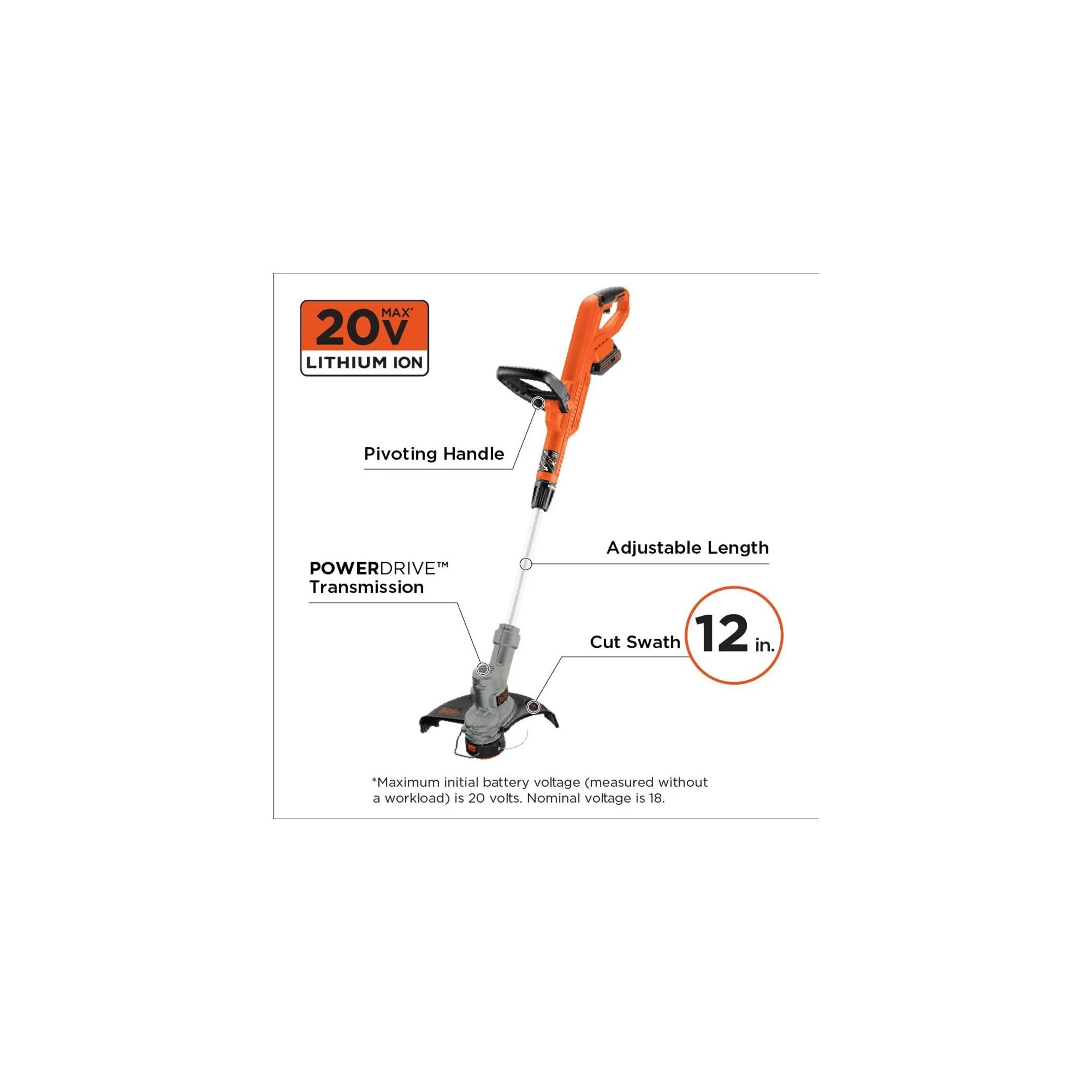 BLACK+DECKER LST300 20V MAX Lithium 12 in. Trimmer/Edger - Womvr