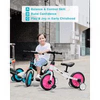 Ubravoo Fit 'n Joy Toddler Balance Bike,4-in-1 Starter Kids Training Bicycle,Rear Single Rod,Blue - Womvr