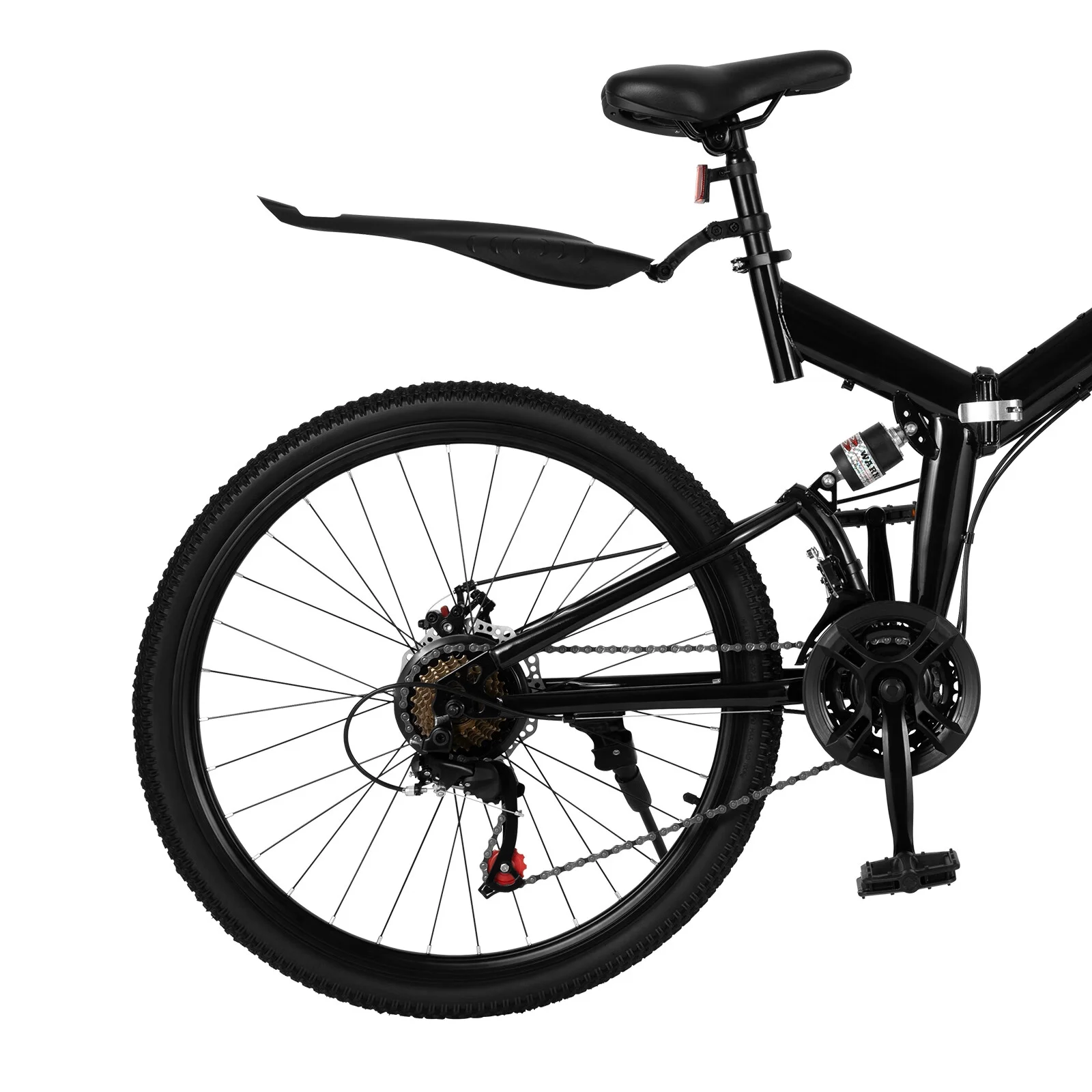 Aiqidi 26 Inch 21 Speed Folding Mountain Bike Full Suspension Dual Disc Brakes Bicycle Unisex Adult Bicycle Black - Womvr