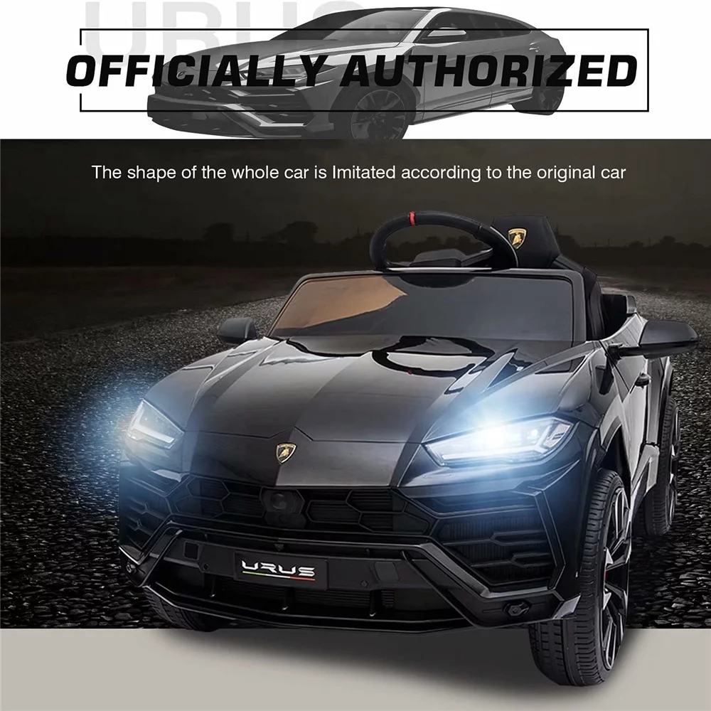 Lamborghini Urus 12V Electric Powered Ride on Car Toys for Girls Boys, Black Kids Electric Vehicles Ride on Toys with Remote Control, Foot Pedal, MP3 Player and LED Headlights, CL61 - Womvr