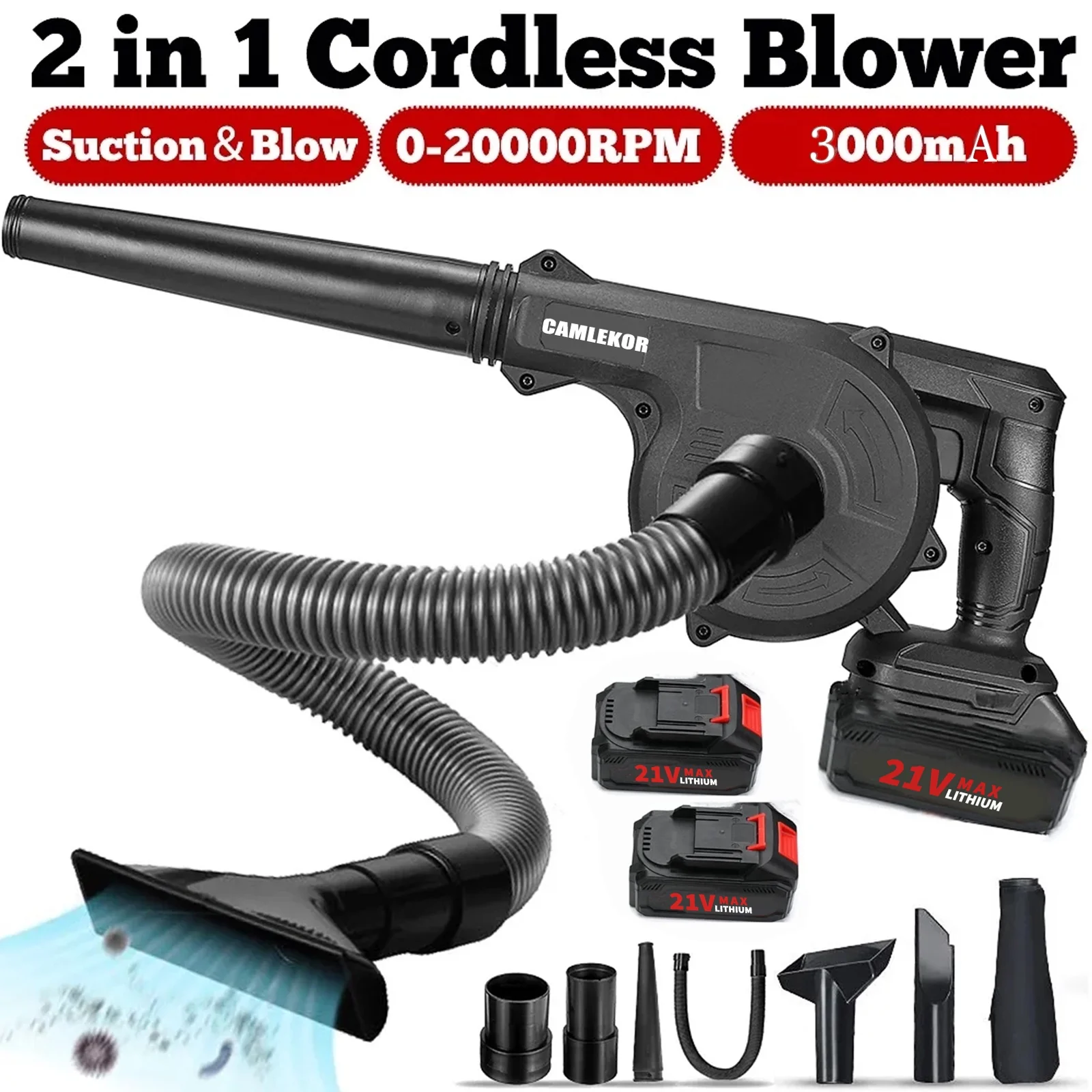 Camlekor Cordless Leaf Blower 21V Electric Mini Handheld Blower Lightweight Small Powerful Blower Battery Operated Air Leaf Blower - Womvr