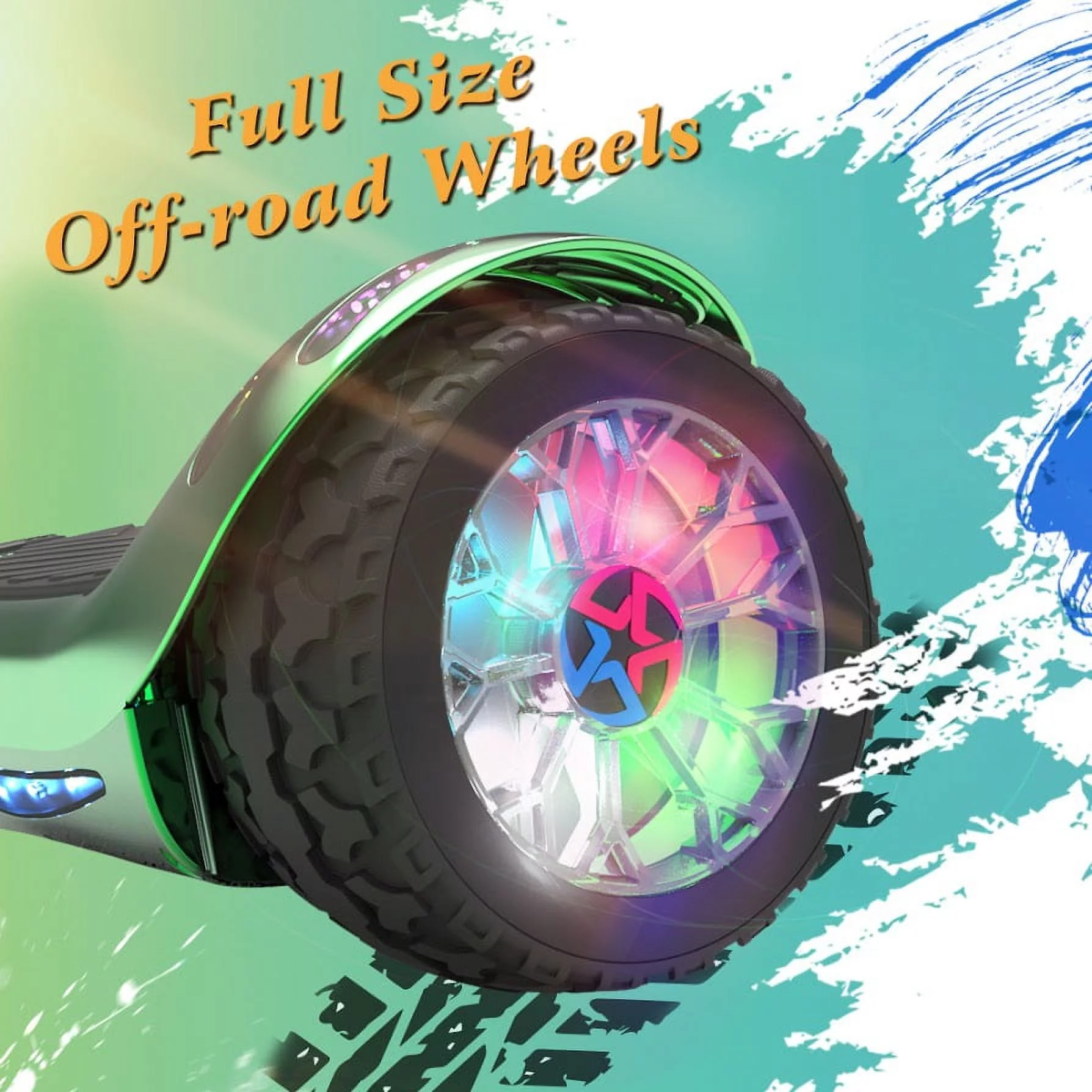 Hoverstar ul2272 Hoverboard All-Terrain LED Flash Wide All Terrian Wheel, Blue - Womvr