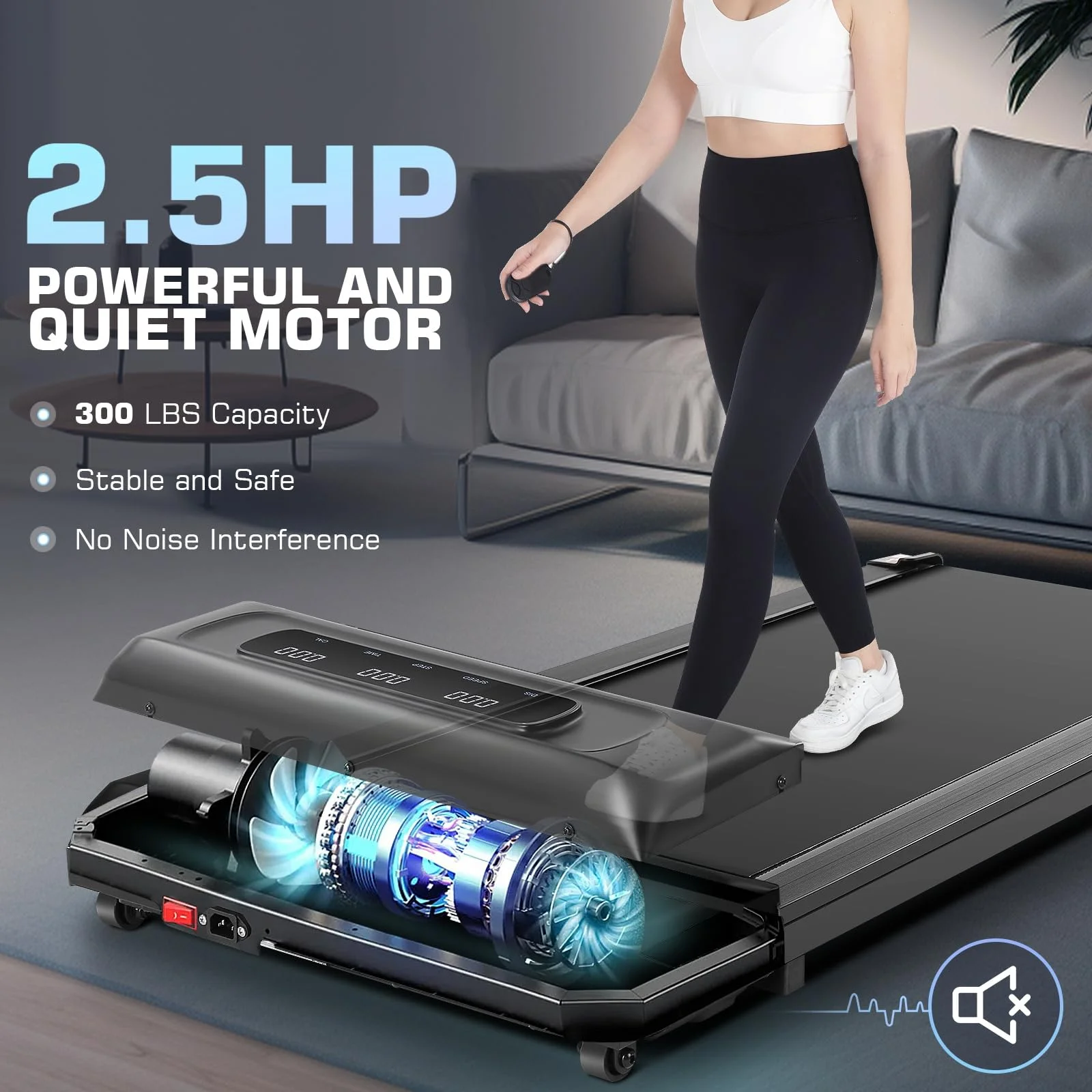 FUNMILY Walking Treadmills for Home, Walking Pad Treadmill with App & Remote Control, Slim & Portable - Womvr