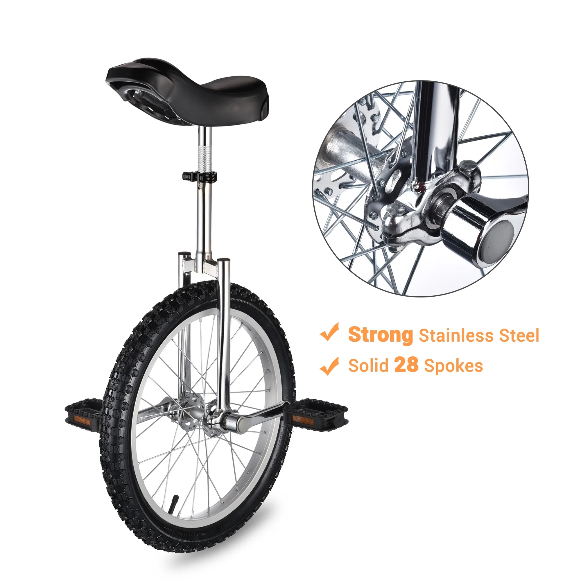 Yescom 18 In Wheel Outdoor Unicycle Skid-proof Tire Fitness Bicycle Balance Training for Adults Teenagers Kids, Silver - Womvr