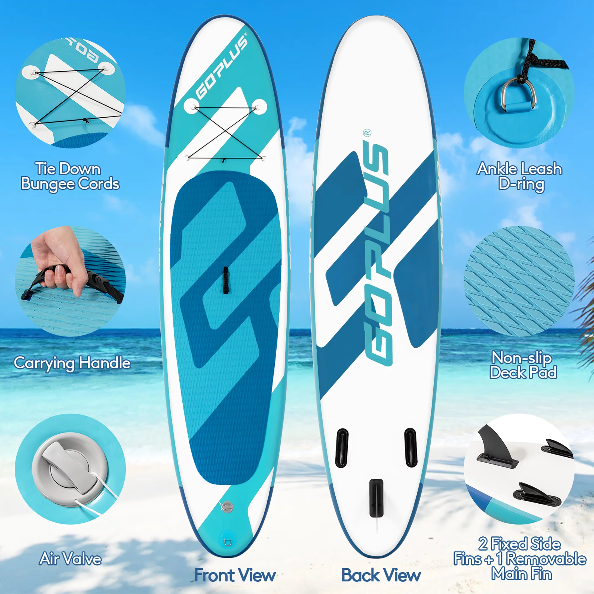 Goplus 11ft Inflatable Stand Up Paddle Board 6'' Thick W/ Aluminum Paddle Leash Backpack - Womvr