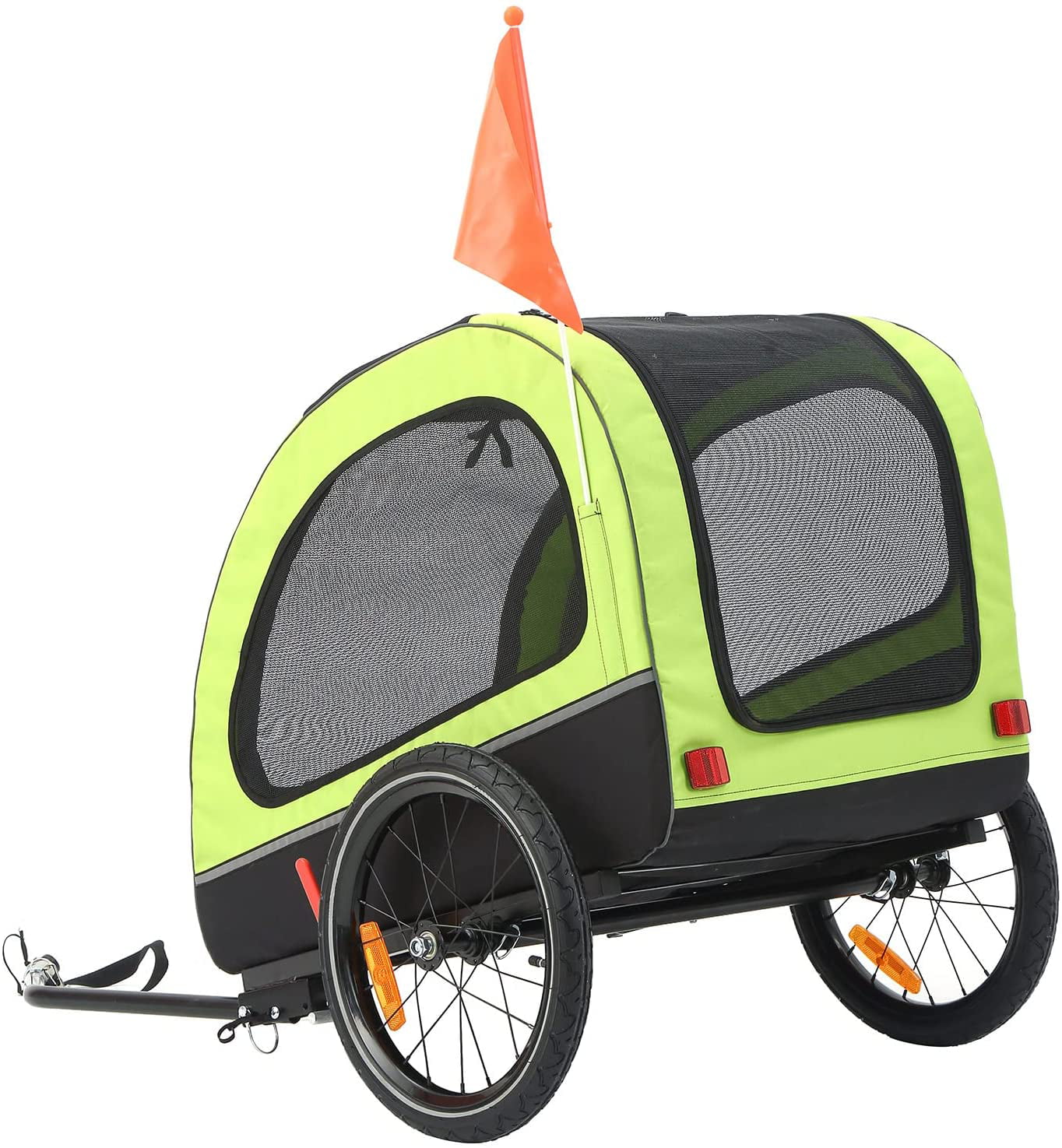 MOJAY Foldable Dog Bike Trailer with Rear Entrance for Small and Medium Pets Under 88 lbs, Outdoor Bike Trailer, Green - Womvr