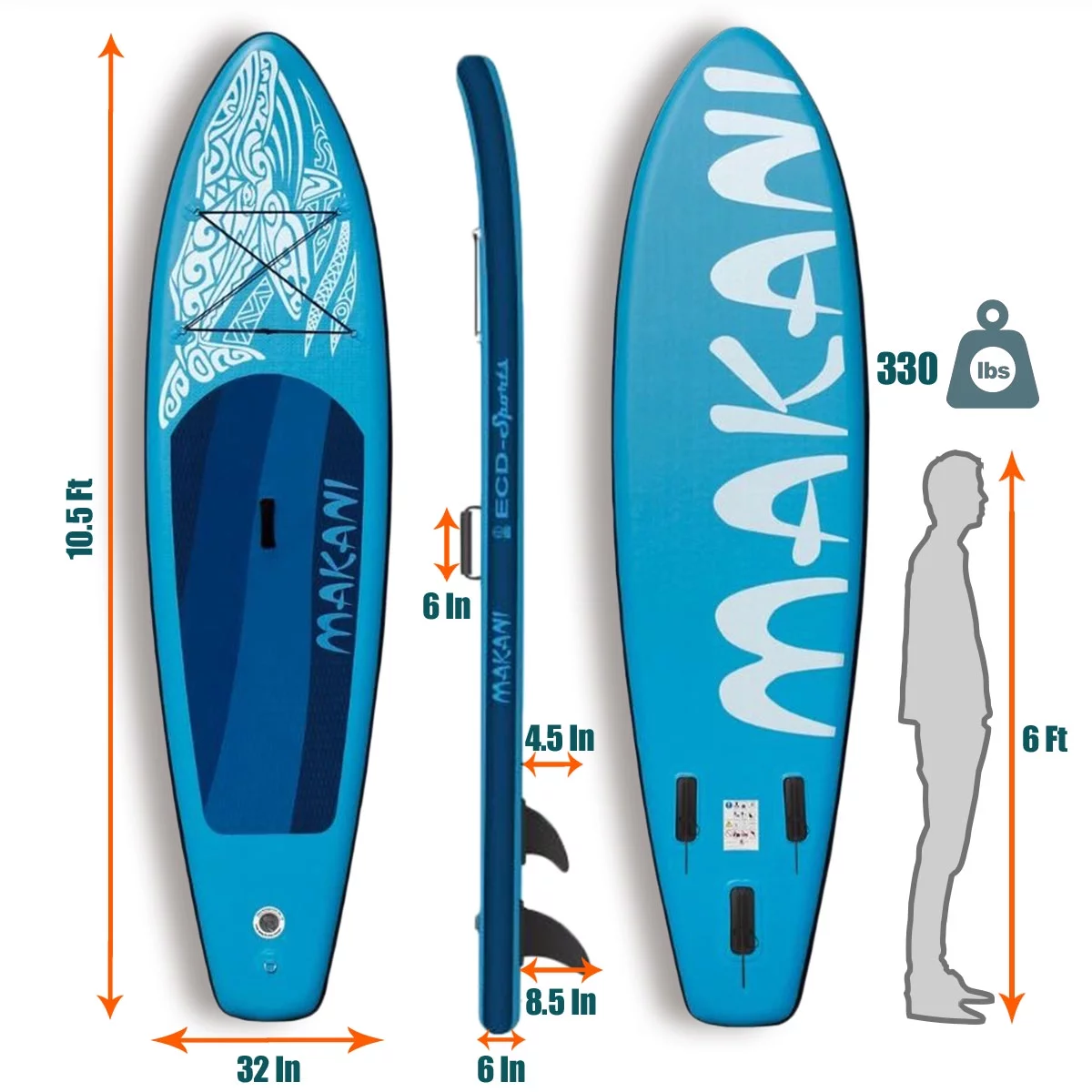JSP Stand Up Inflatable Paddle Board 10.5' SUP Blow Up Boat 330 lb Capacity - Womvr