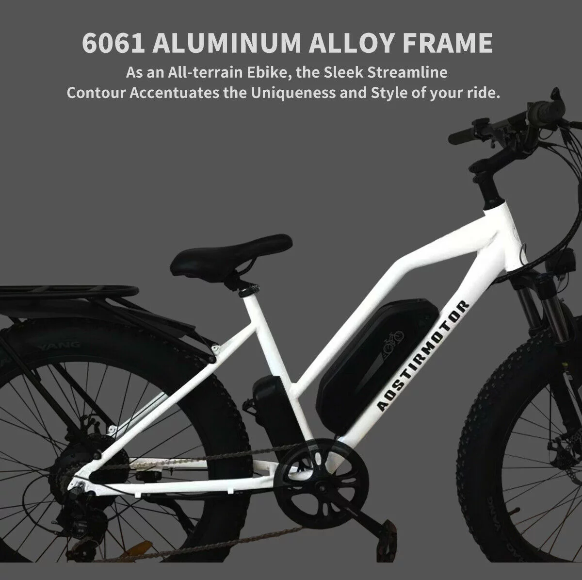Aostirmotor Electric Mountain Bike, 749W Motor 48V 13AH Removable Lithium Battery Ebike with Rack, 26