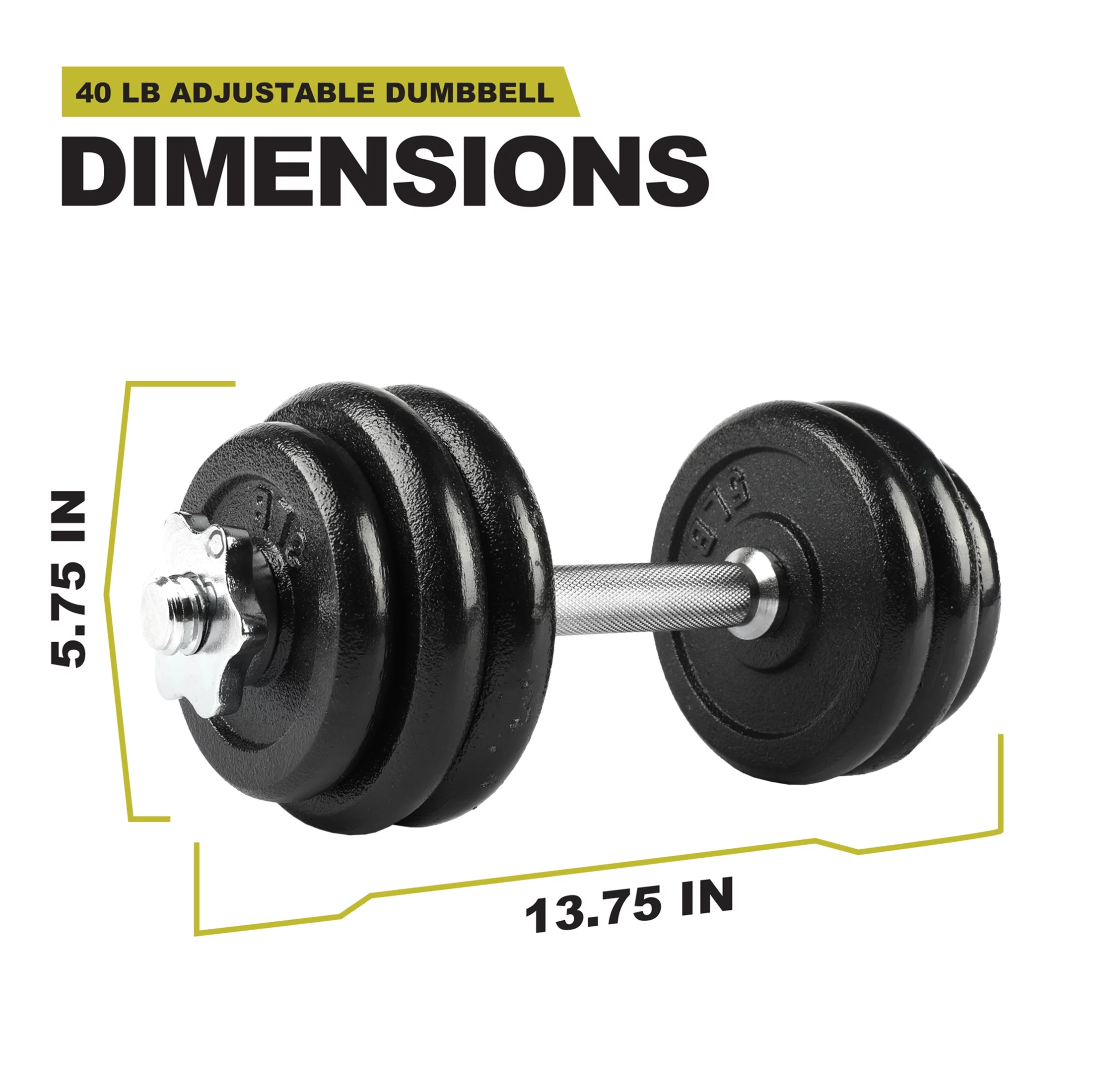 PRCTZ 40lb Adjustable Dumbbell Set, Chrome & Black - Womvr