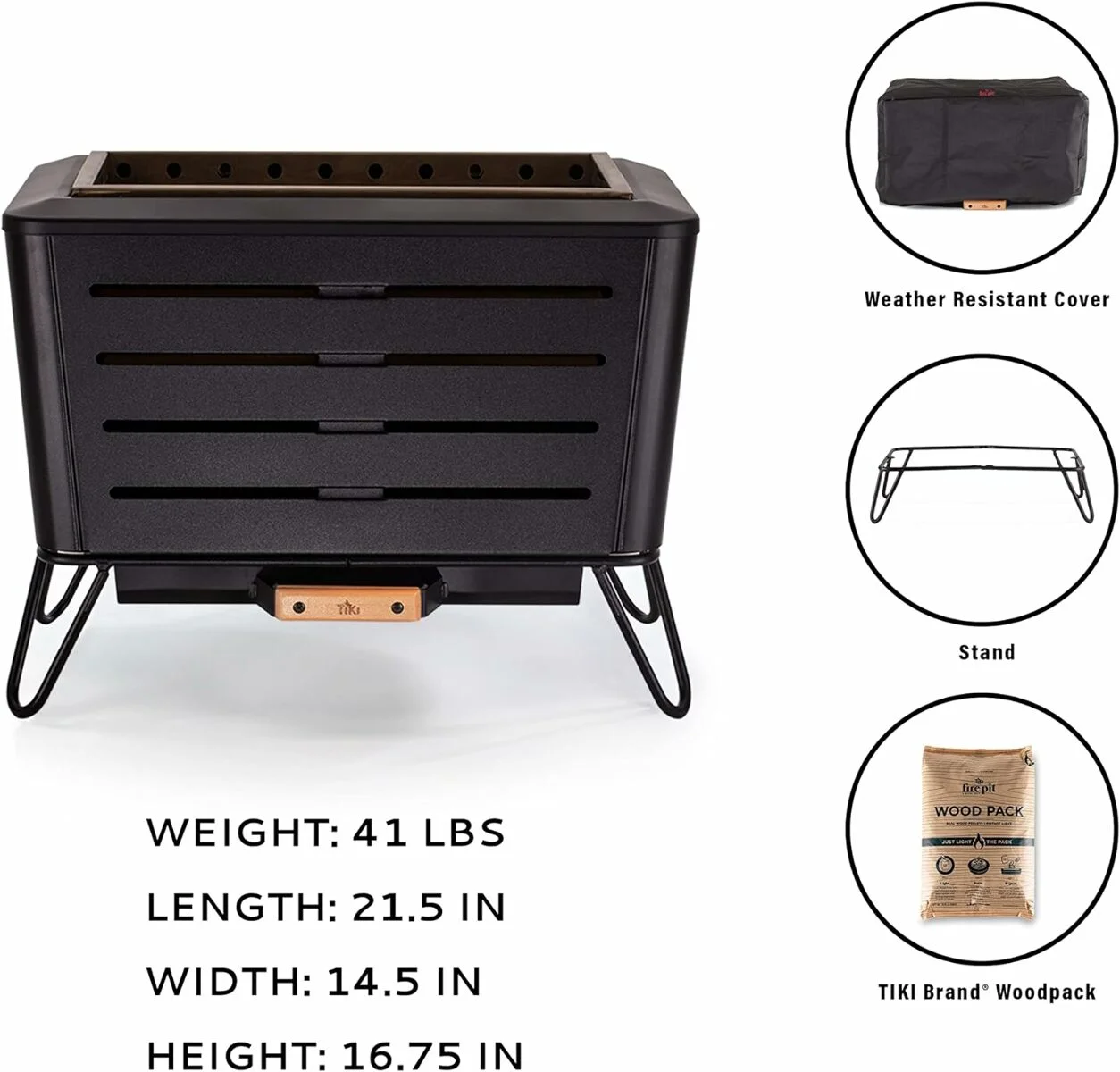 TIKI? Brand 21.5 Inch Retreat Smokeless Fire Pit Metal Black - Womvr