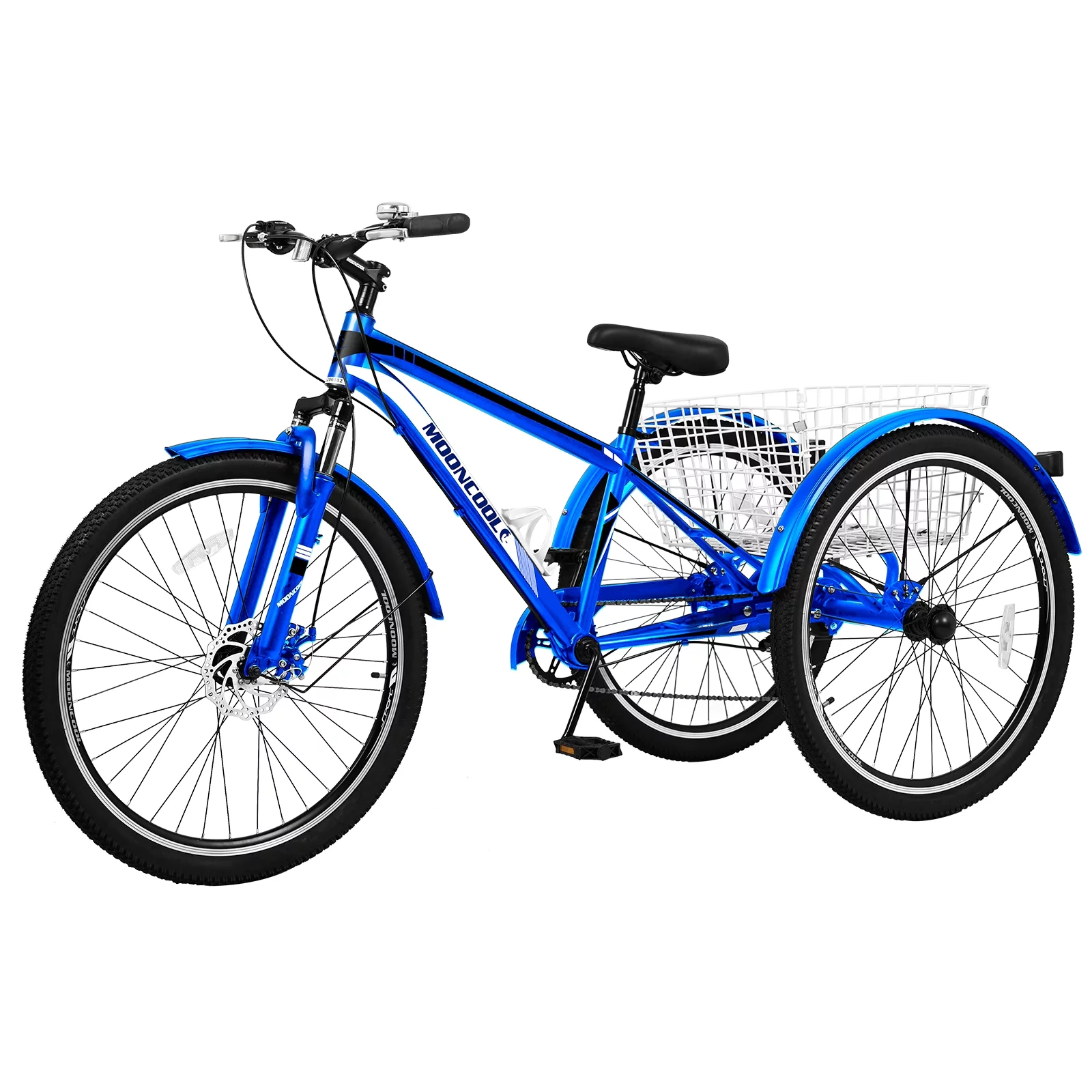 Lilypelle Adult Tricycle,26 Inch Mountain Tricycle with Baskets, 3 Wheel Adult Cruiser Bikes, 7 Speed Trikes,Blue - Womvr