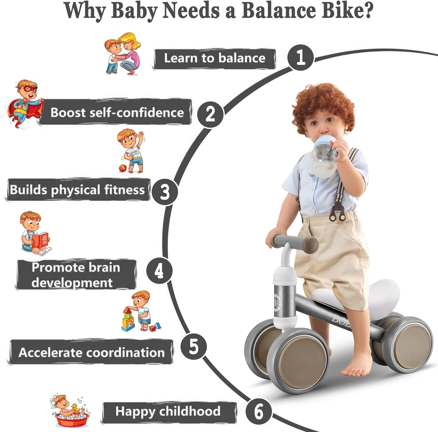 Bobike Baby Balance Bike Toys for 1 Year Old 10-24 Months Toddler Walker Bicycle Pink - Womvr