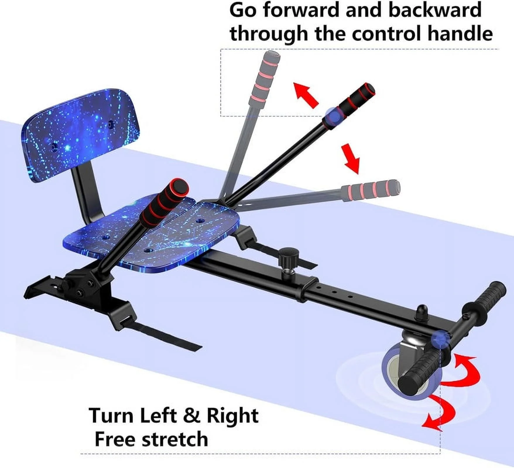 SISIGAD Hoverboard with Seat, 6.5 inch Hoverboard Go Kart Combo with Bluetooth Speaker & LED Lights for Kids Adults - Womvr