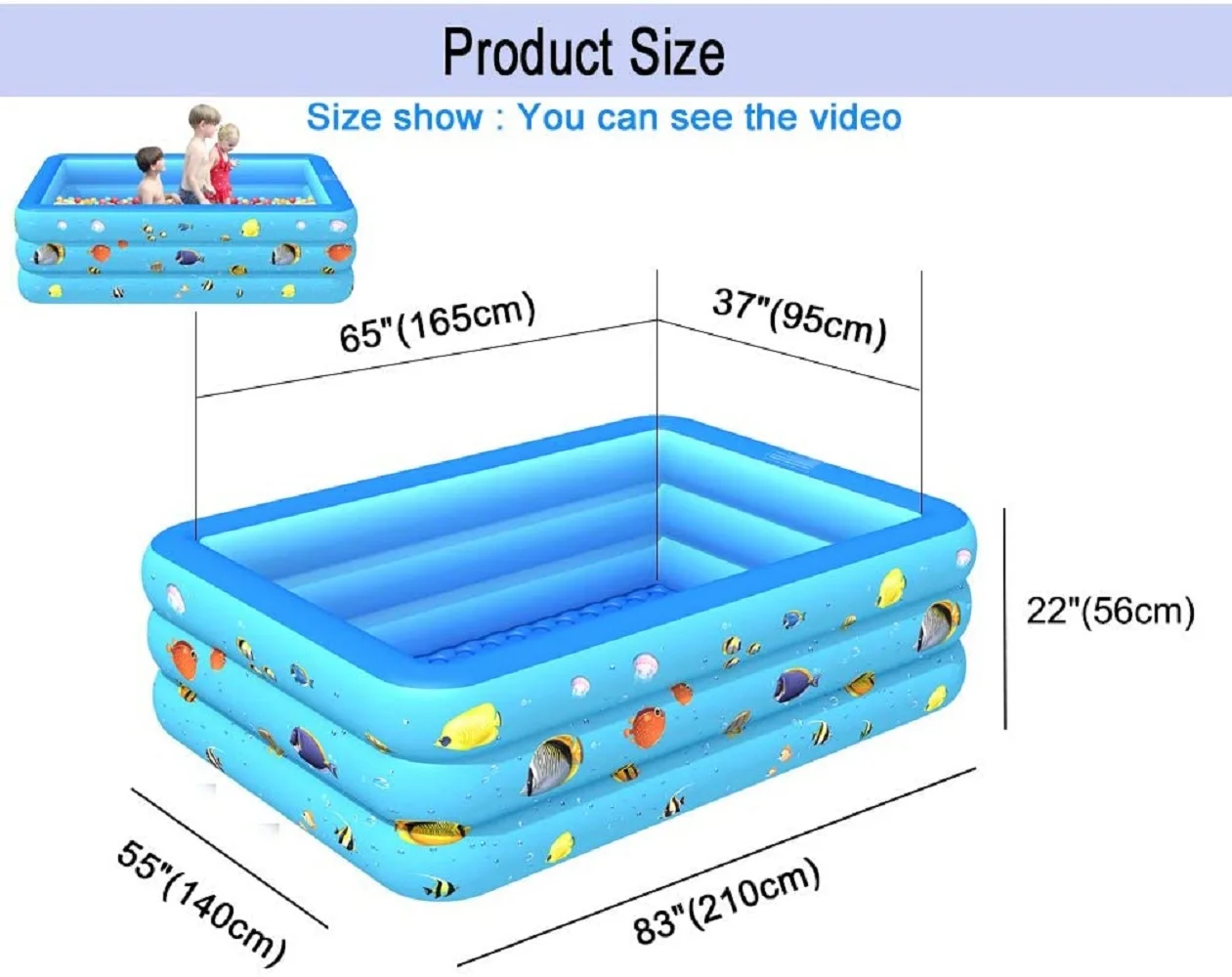 Inflatable Pool, Durable Thickened Blow up Kiddie Pool for Kids, Toddlers and Adults, BPA-Free Family Swimming Pool, 6.9 x 5 x 1.8 ft, Blue - Womvr
