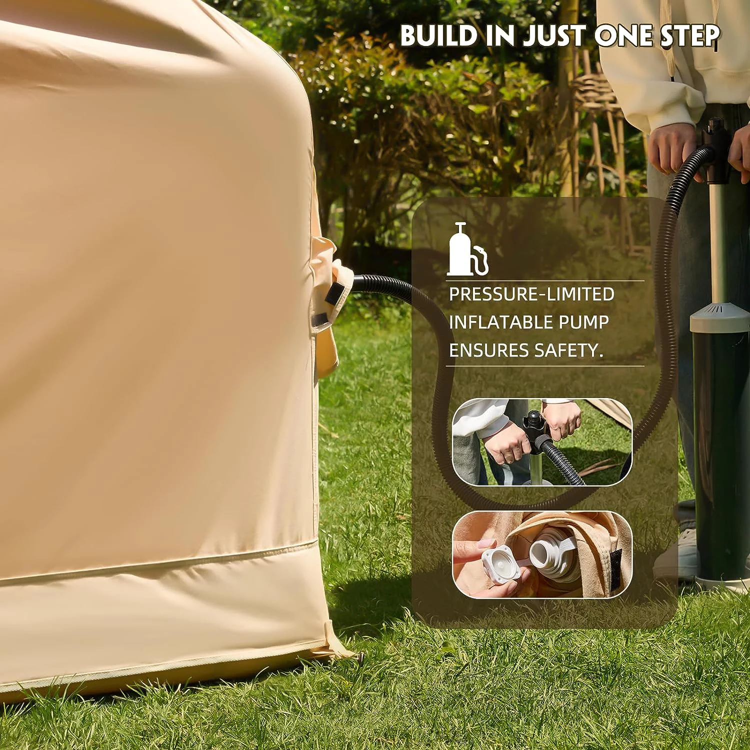 Richryce Extra Large Inflatable Camping Tent with Pump, Glamping Tents Easy Setup 4 Season Waterproof Windproof with Stove Jack & Mesh Windows & Pump - Womvr