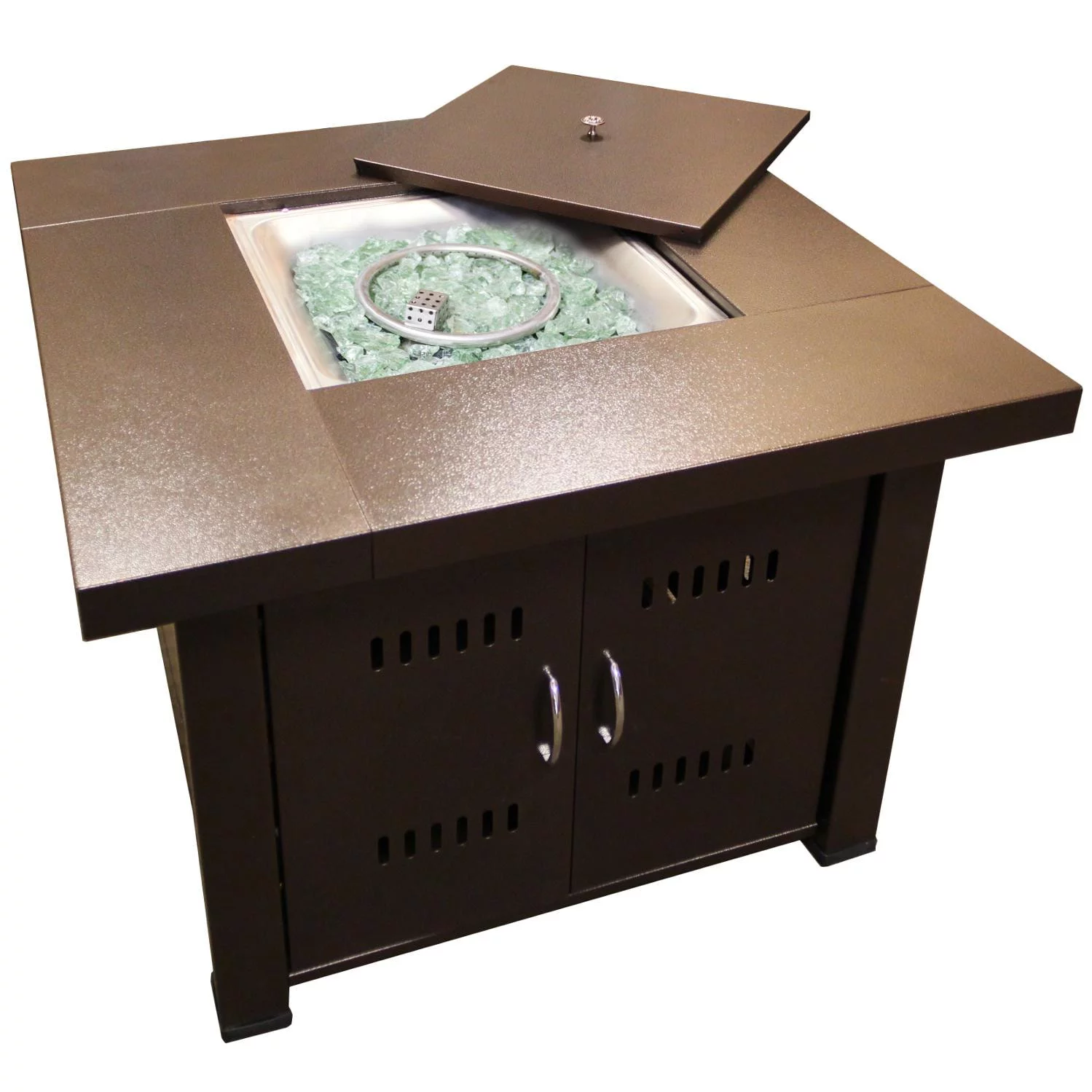 AZ Patio Heaters Propane Fire Pit Hammered Bronze and Stainless Steel Finish - Womvr