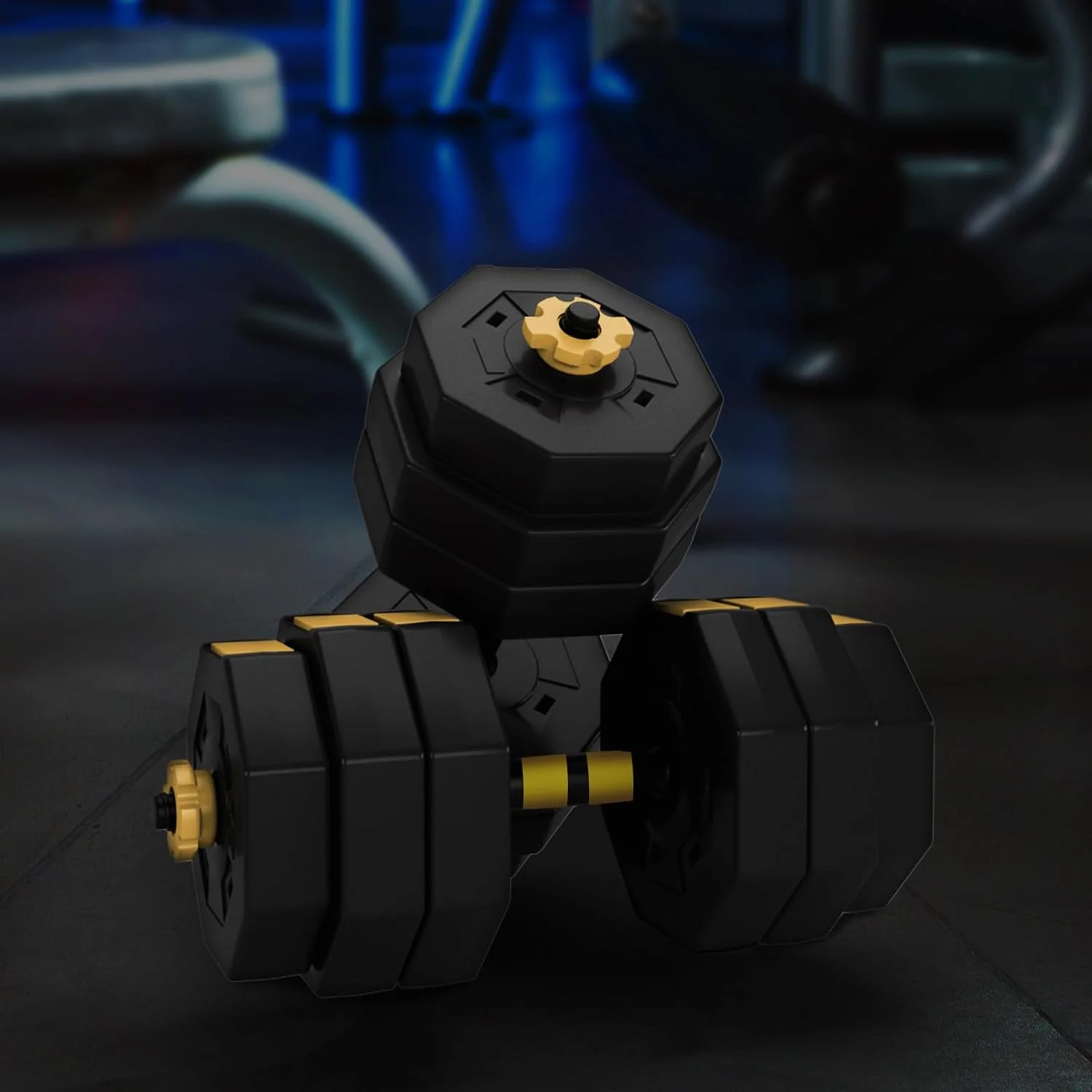 Soges Adjustable Weights Dumbbells Set,55LB/66LB Free Weight Dumbbells Set with Connector, 3 in 1 Adjustable Weights Set for Home Gym Use as Dumbbell Barbell, Blue - Womvr