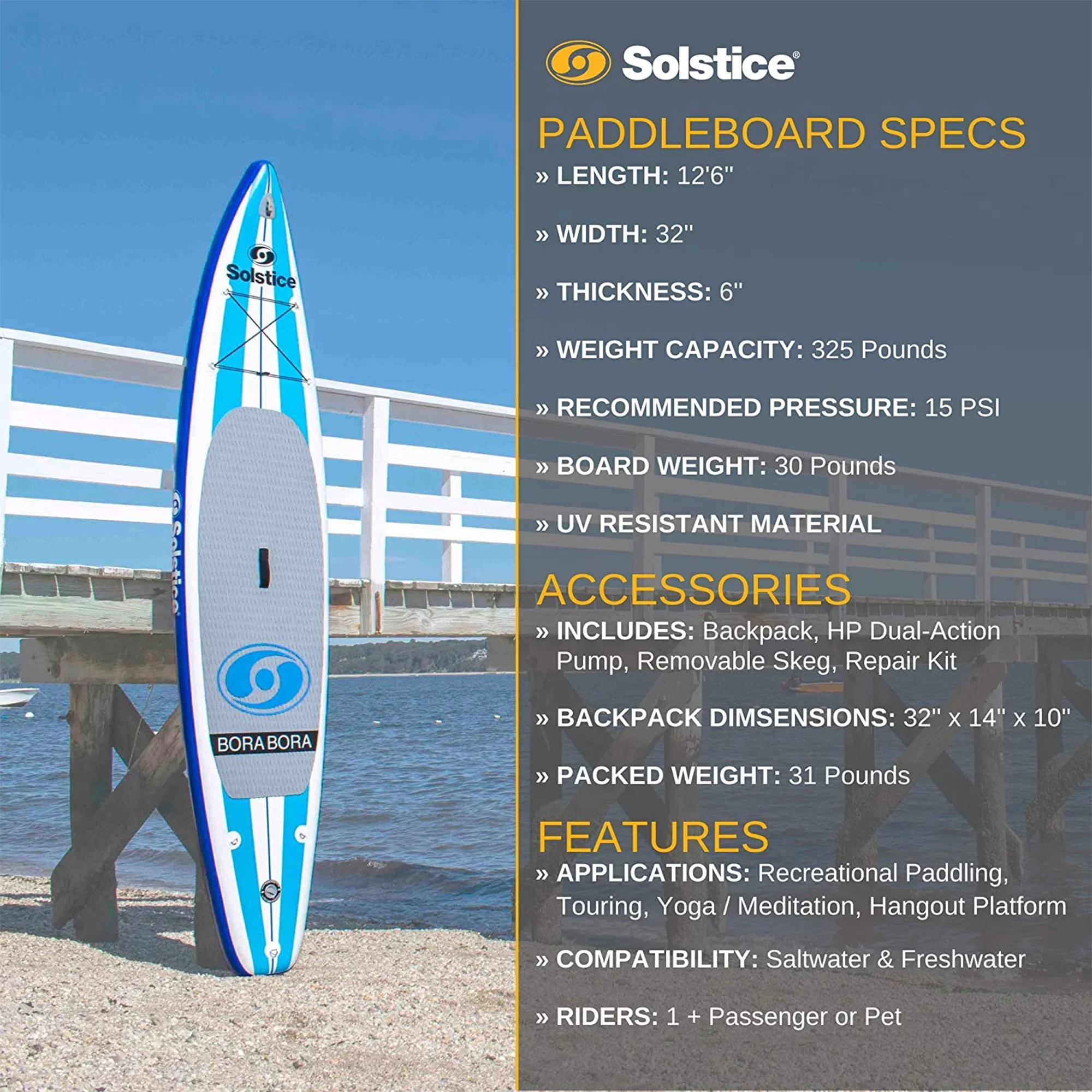 Solstice Watersports Islander Inflatable Stand-Up Paddle Board Kit (11'2 x 31'' x 6'') - Womvr