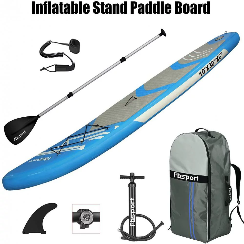 Fbsport 11ft Inflatable Paddle Board SUP, 6'' Thick W/Paddling Fins Pump & Accessories Pack, Green - Womvr