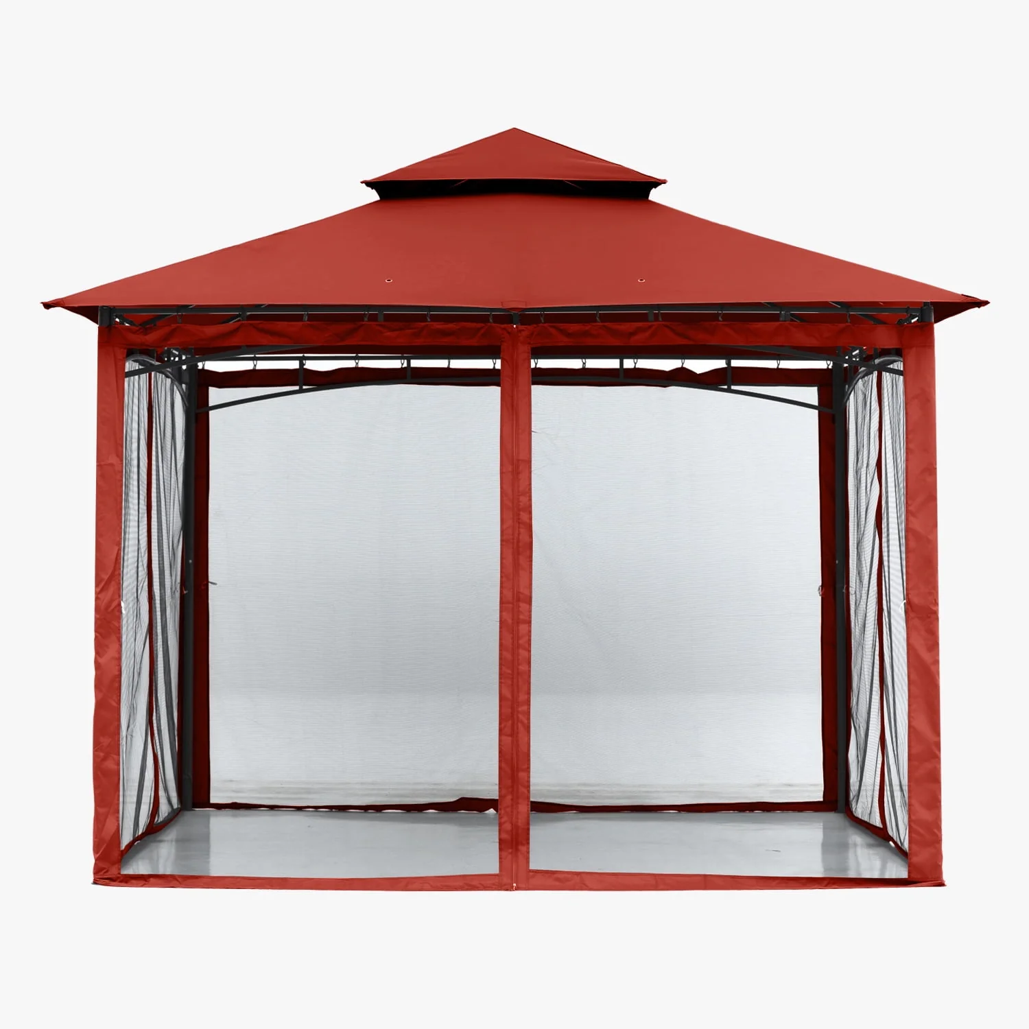 ABCCANOPY 9'x9' Patio Gazebo With Mosquito Netting and Double Soft Roof Canopies for Shade and Rain,Rust Red - Womvr
