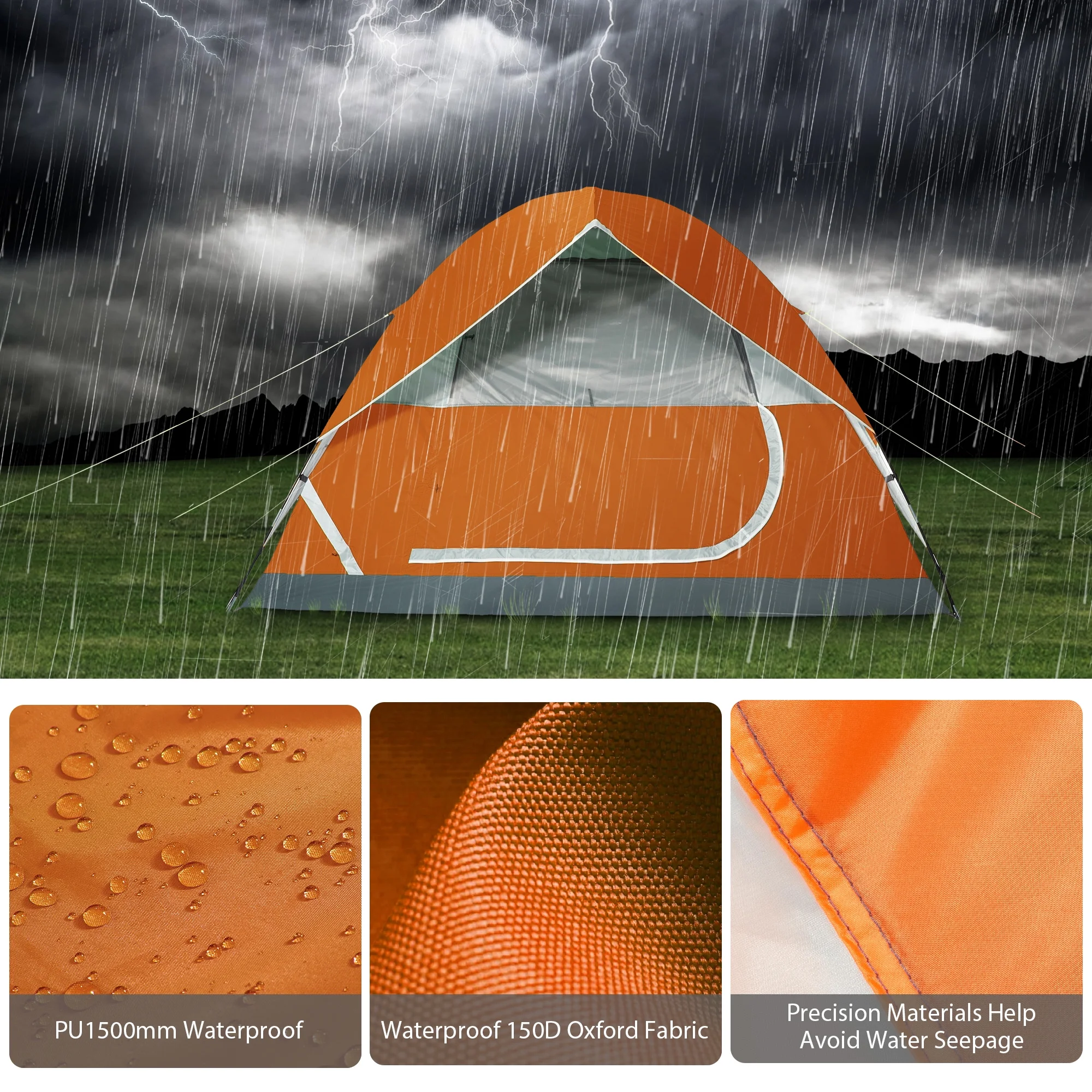 Camel Crown Camping Tent Waterproof 5-6 Person Tent for Camping Outdoor Backpacking Tents Lightweight Dome Tent Windproof Emergency Tent Easy Up Tents with Carry Bag - Womvr