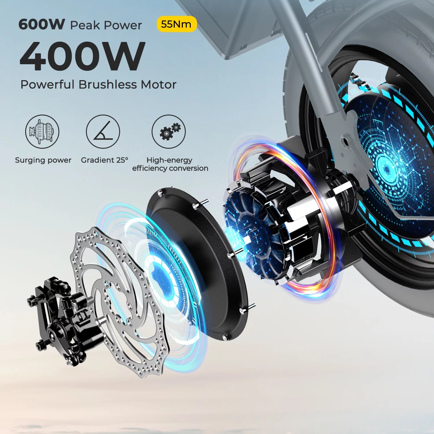 Sohamo Electric Bike 36V 10Ah Folding E-Bike, 400W Motor, Max 20mph, 3 Levels Assist, Mini E-bike for Teens and Adults - Womvr