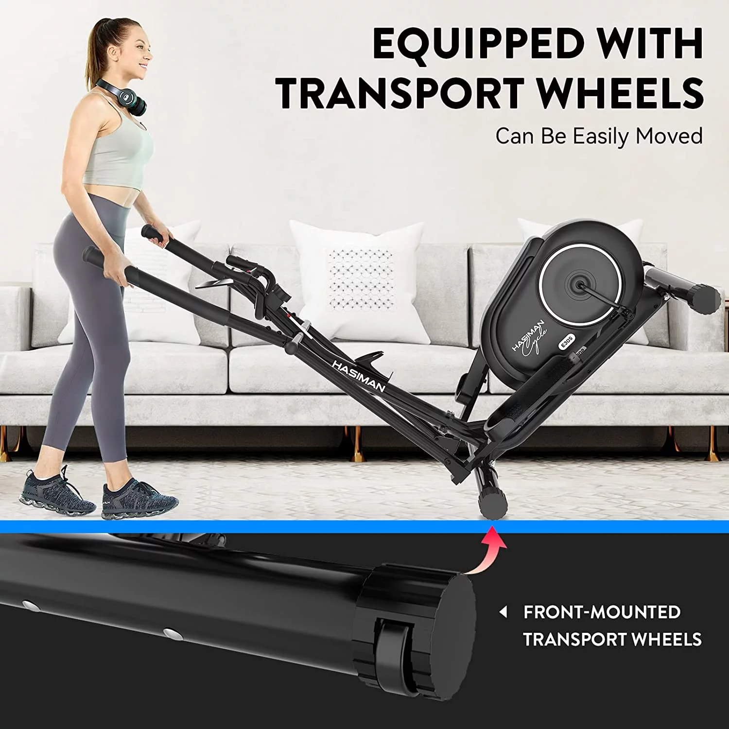 Pooboo Silent Magnetic Elliptical Bike Stationary Exercise Machine for Home Gym Cardio Workout 300lb - Womvr