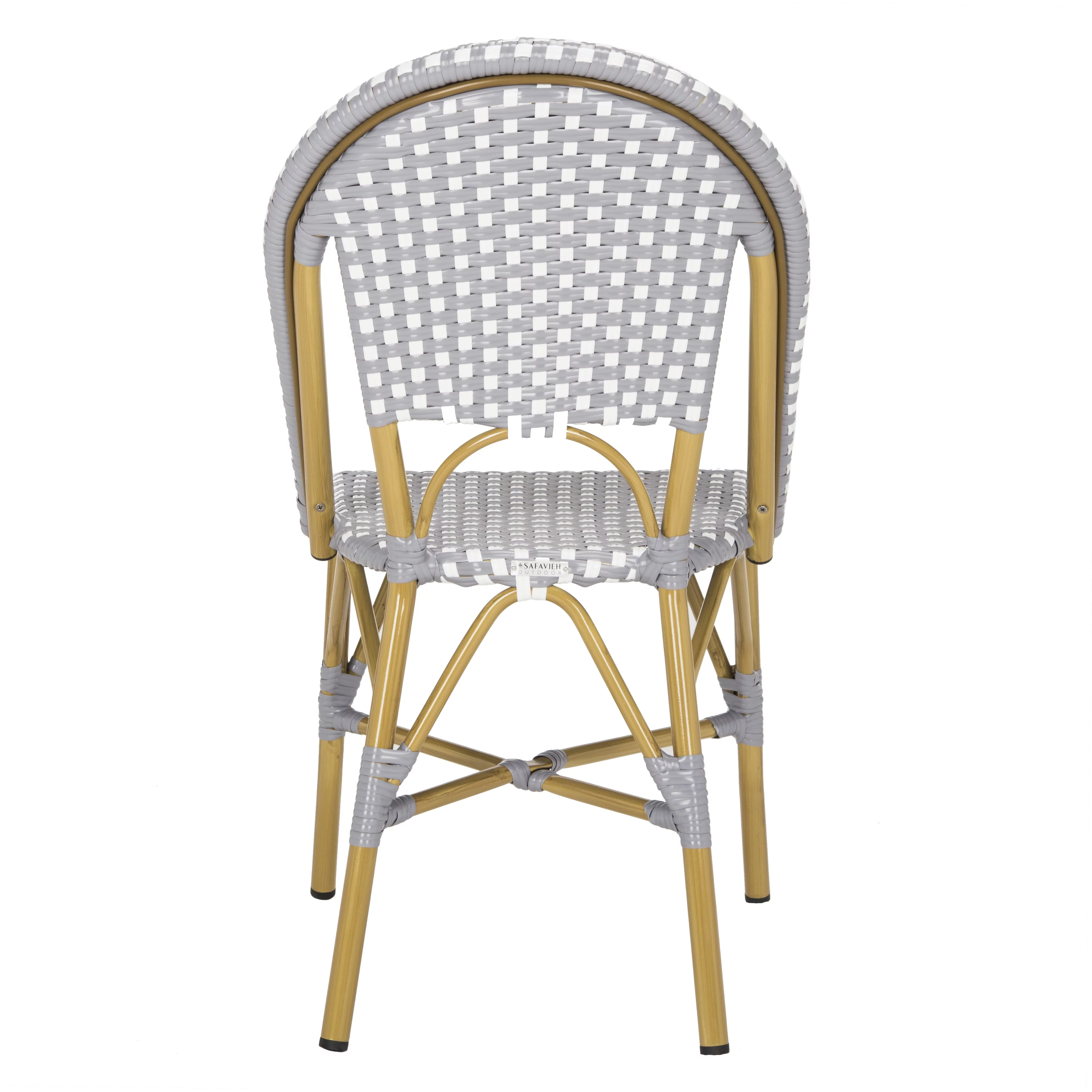 SAFAVIEH Salcha Outdoor French Bistro Side Chair, Blue/White, Set of 2 - Womvr