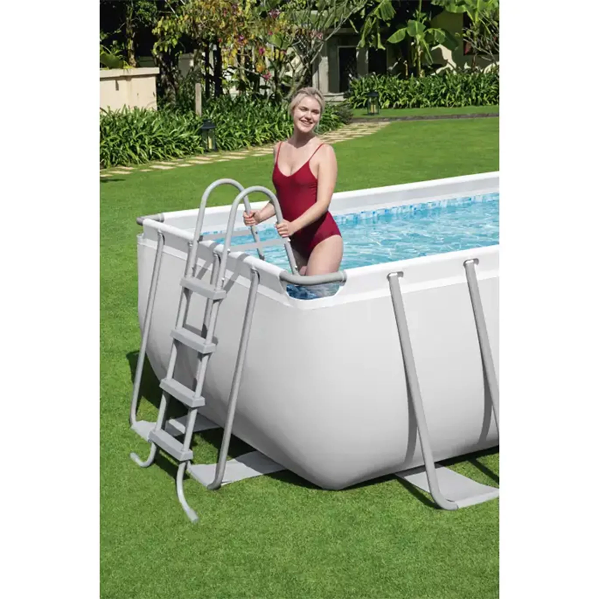 Bestway 18ft x 9ft x 4ft Rectangular Above Ground Swimming Pool Kit - Womvr