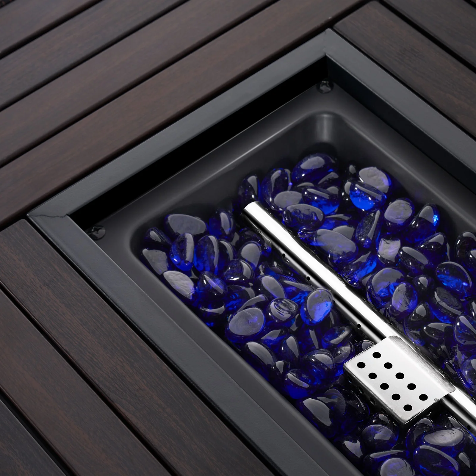 Aoxun 40'' Fire Pit Table 50,000 BTU Propane Gas Fire Pit Table W/ Cover, Glass Beads, Tank Holder, Gray Wicker - Womvr