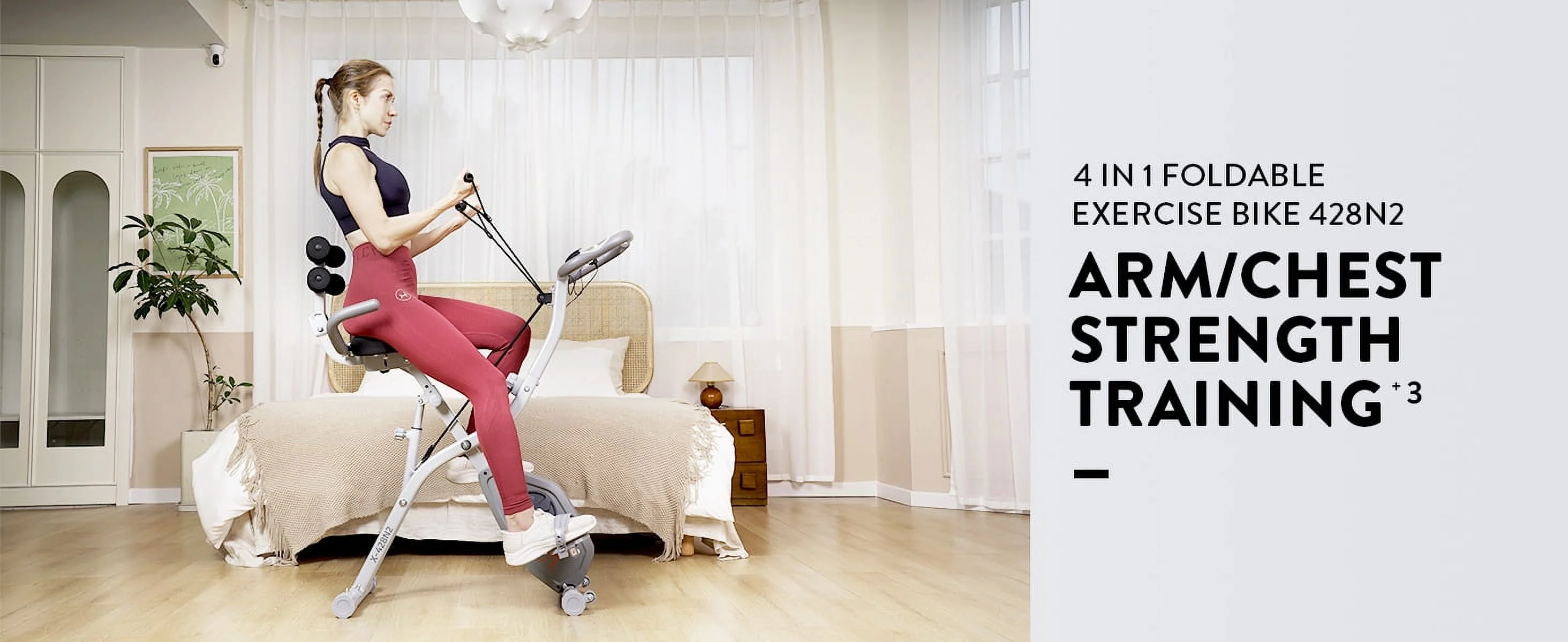 Pooboo 4in1 Foldable Exercise Bike Indoor Cycling Bike Magnetic Stationary Bike Exercise Bike 300lbs - Womvr