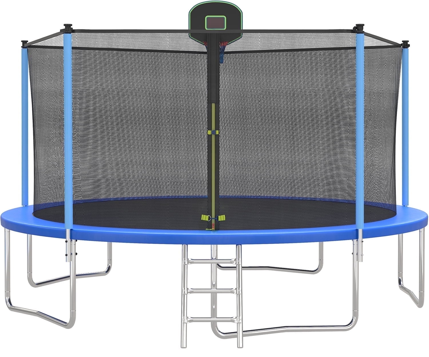 SEGMART 14FT Blue Trampoline for Kids with Basketball Hoop and Enclosure Net/Ladder, Blue - Womvr